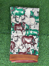 Kalamkari Screen Printed Nizam Border Fabric - SPNBF-006