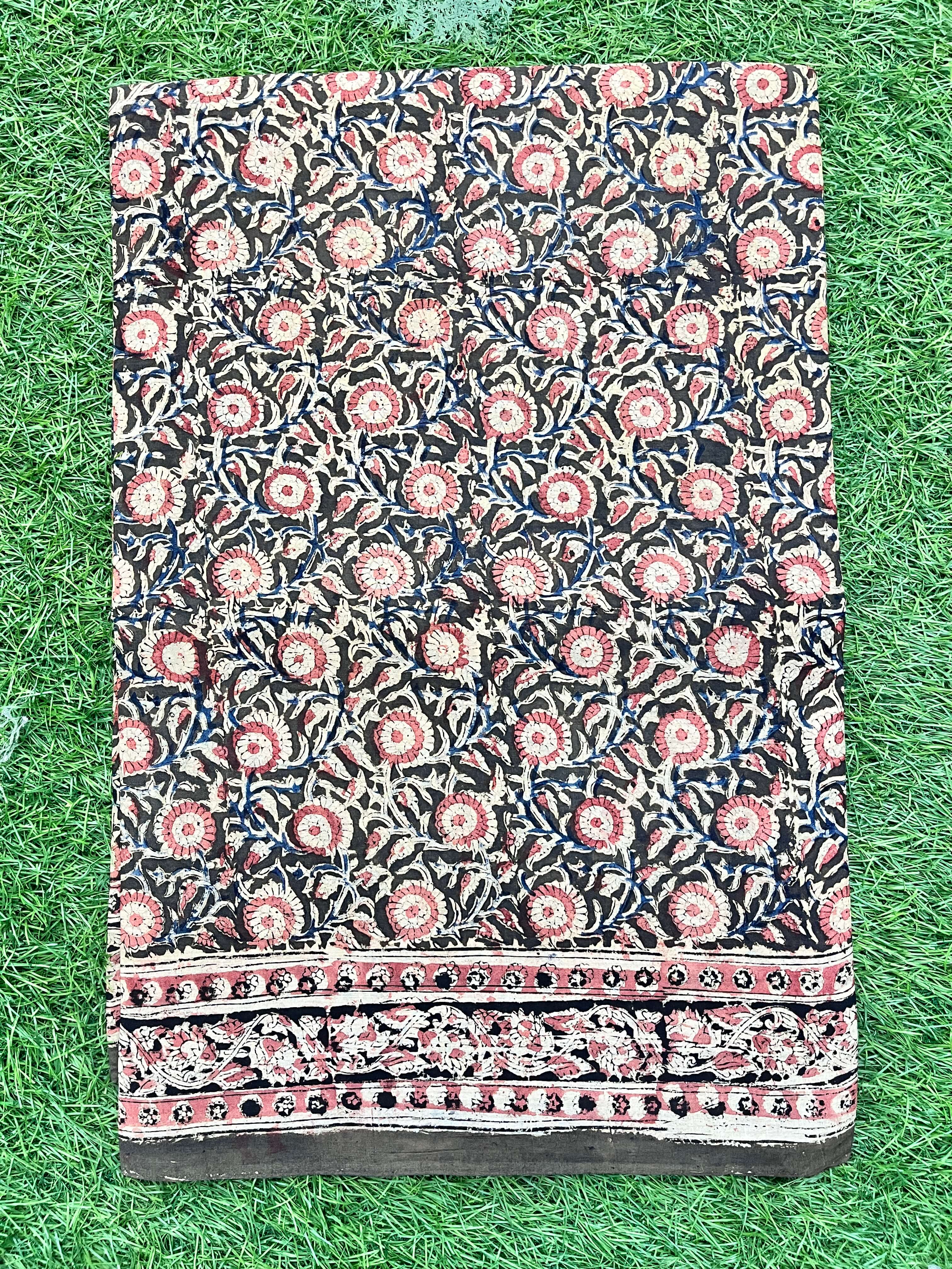 Hand Block Printed Kalamkari Saree KCH-M069