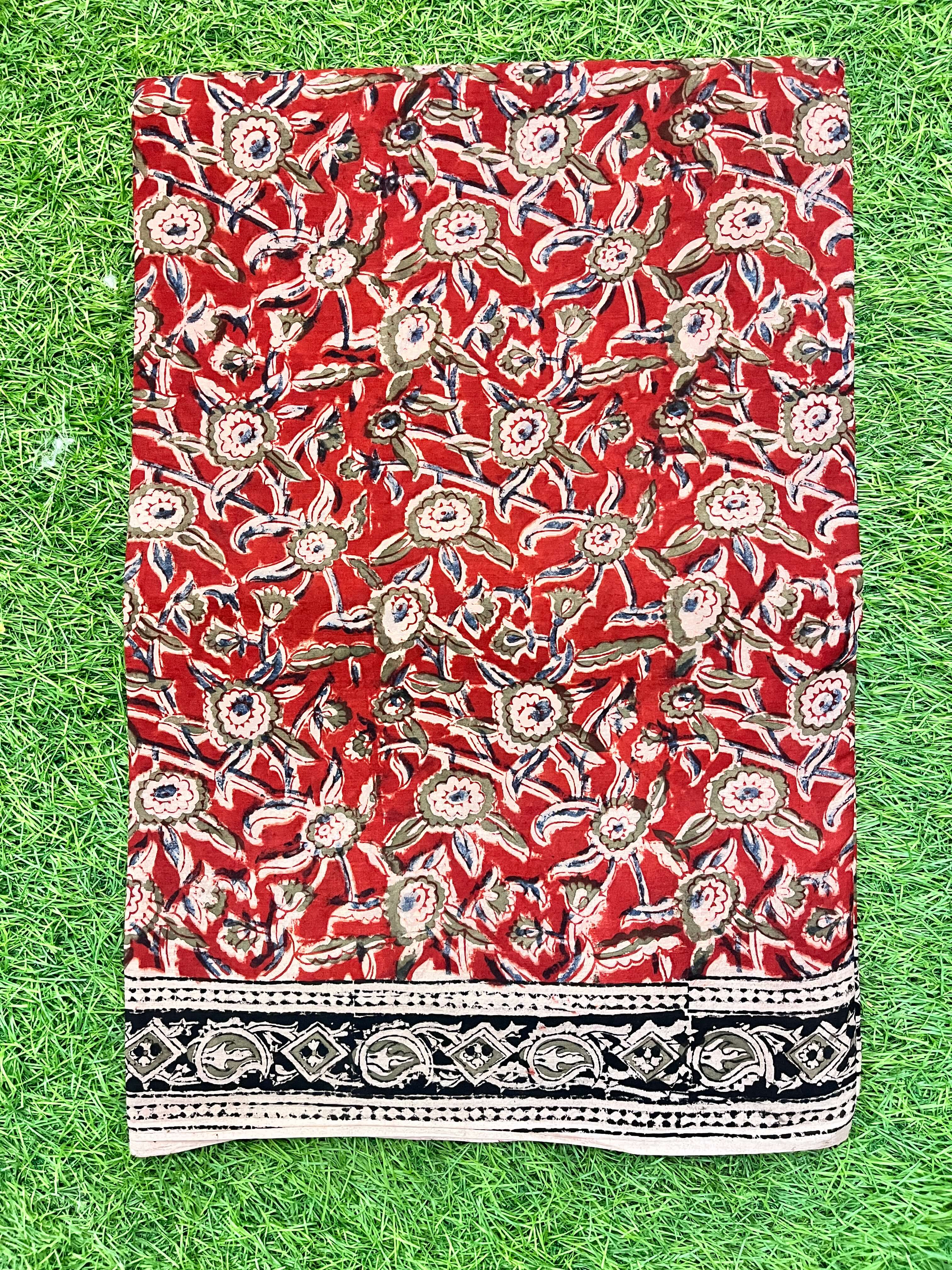 Hand Block Printed Kalamkari Saree KCH-M071