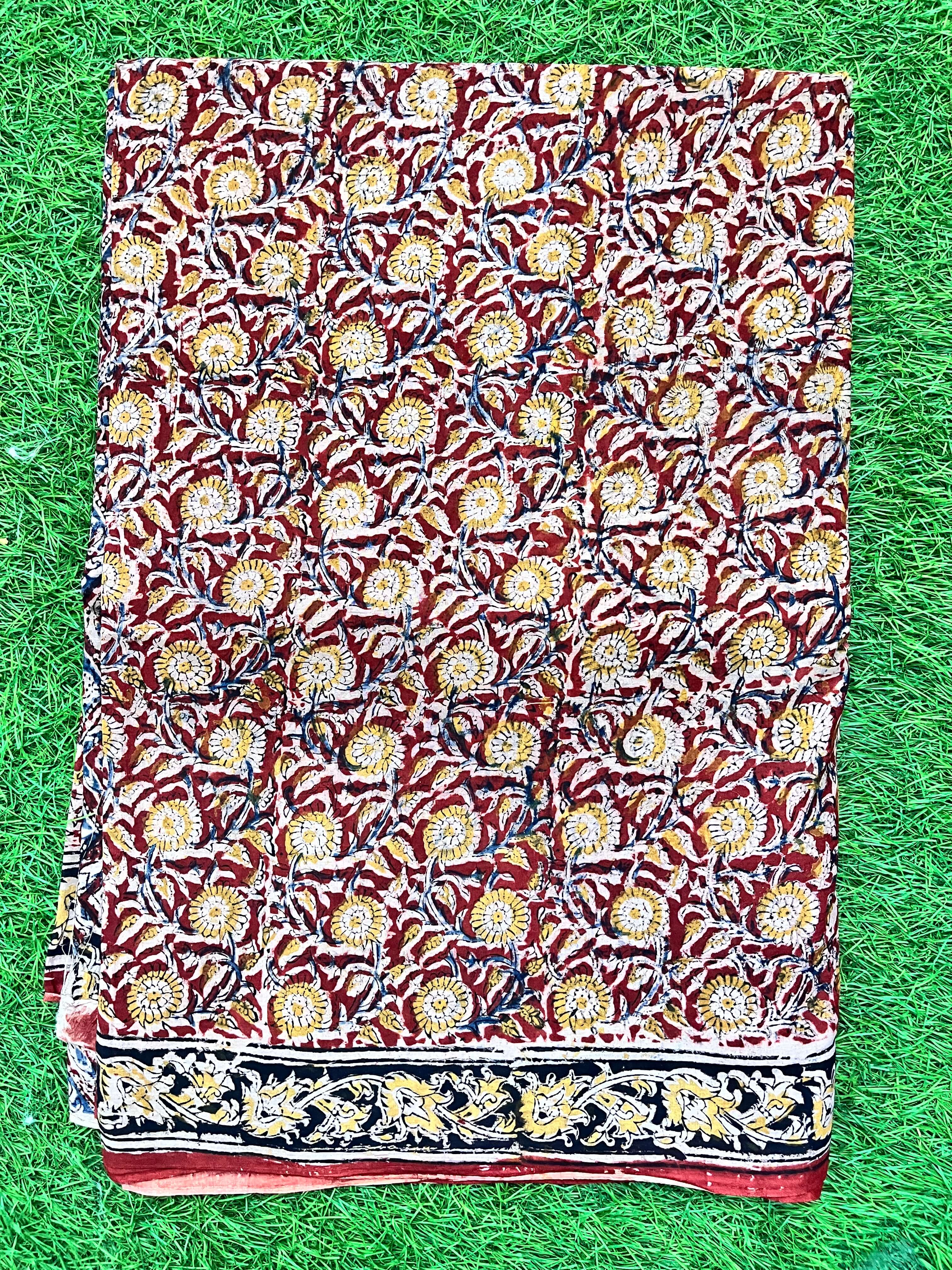 Hand Block Printed Kalamkari Saree KCH-M087
