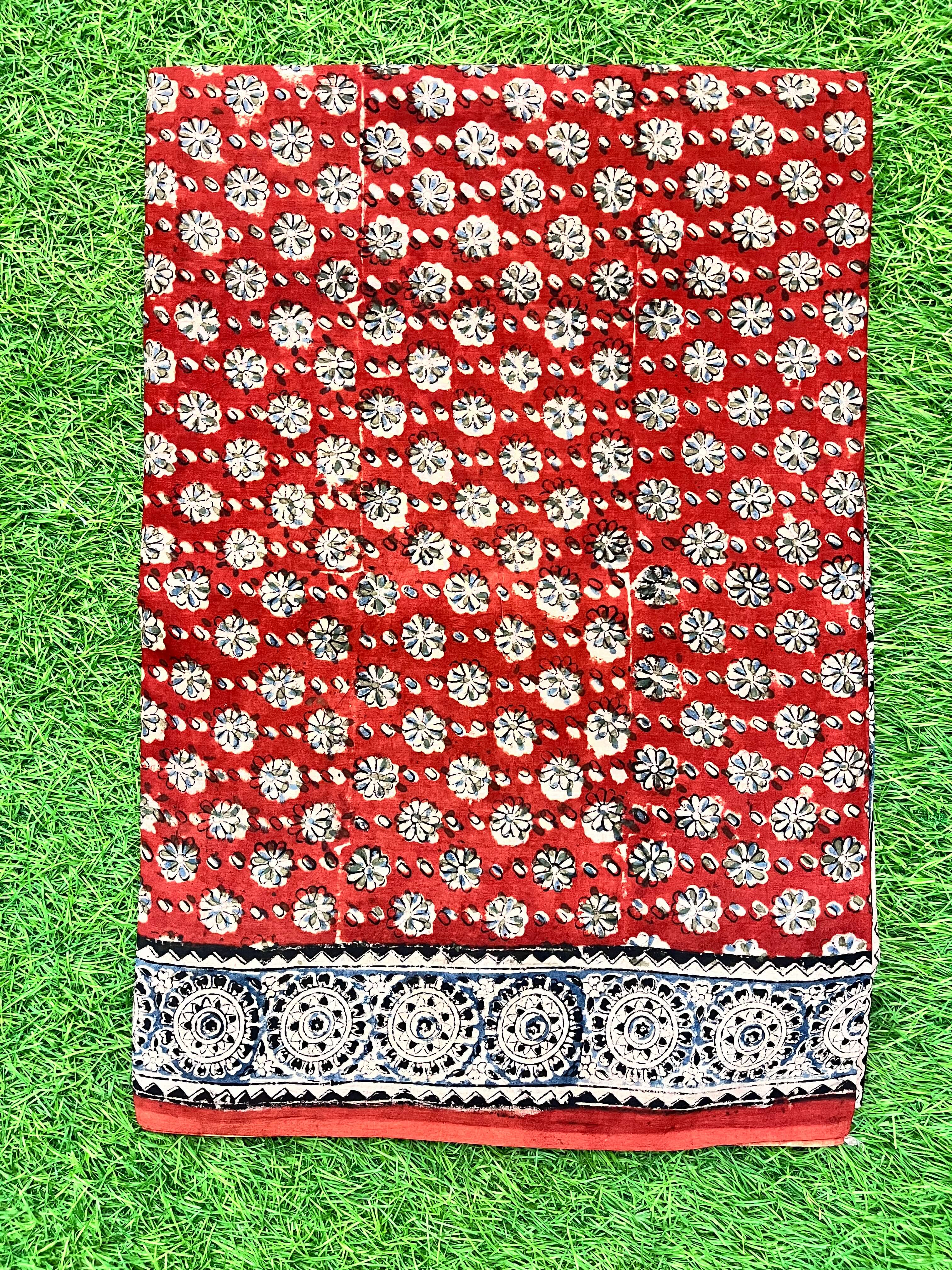 Hand Block Printed Kalamkari Saree KCH-M089