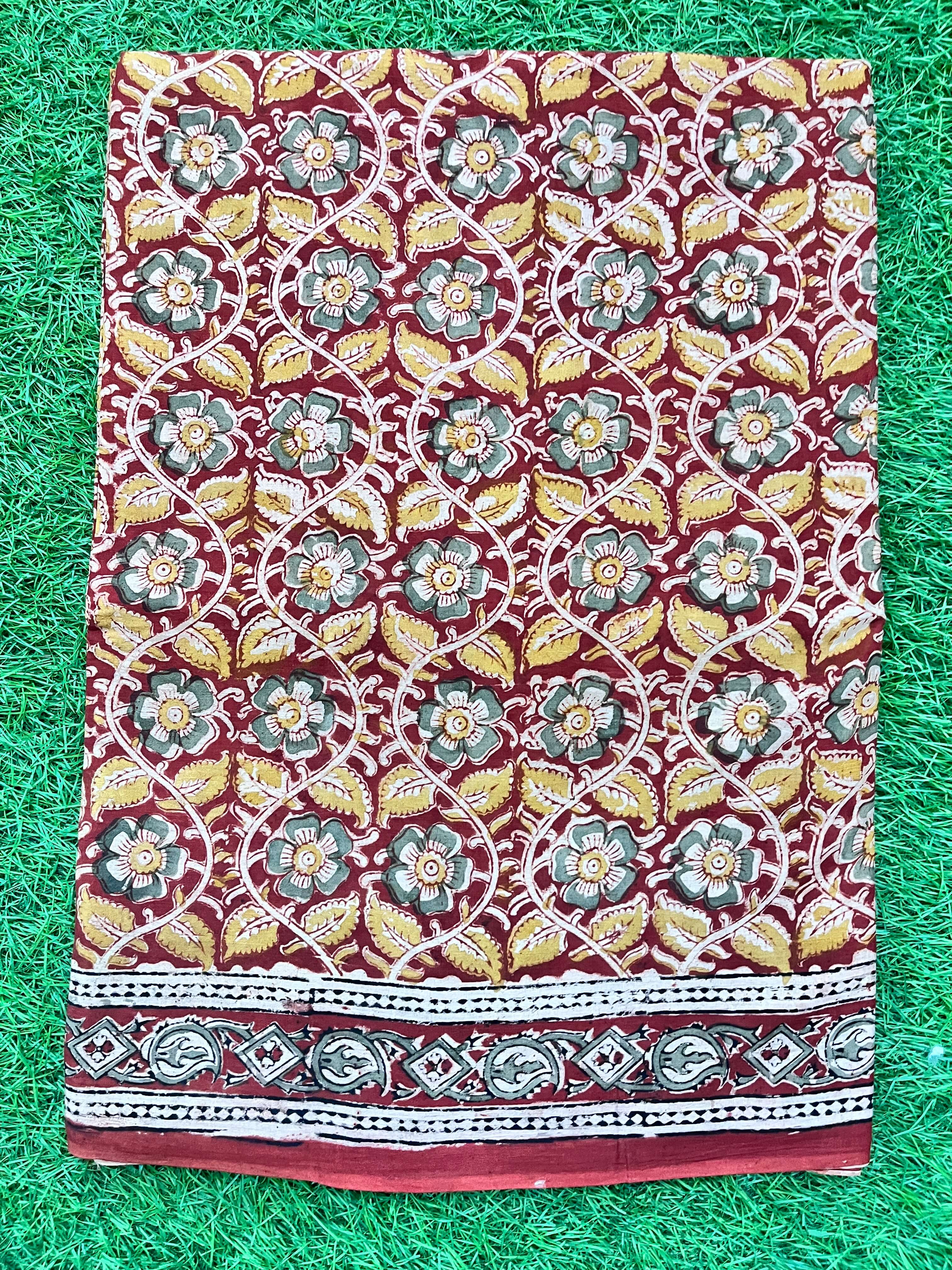 Hand Block Printed Kalamkari Saree KCH-M090