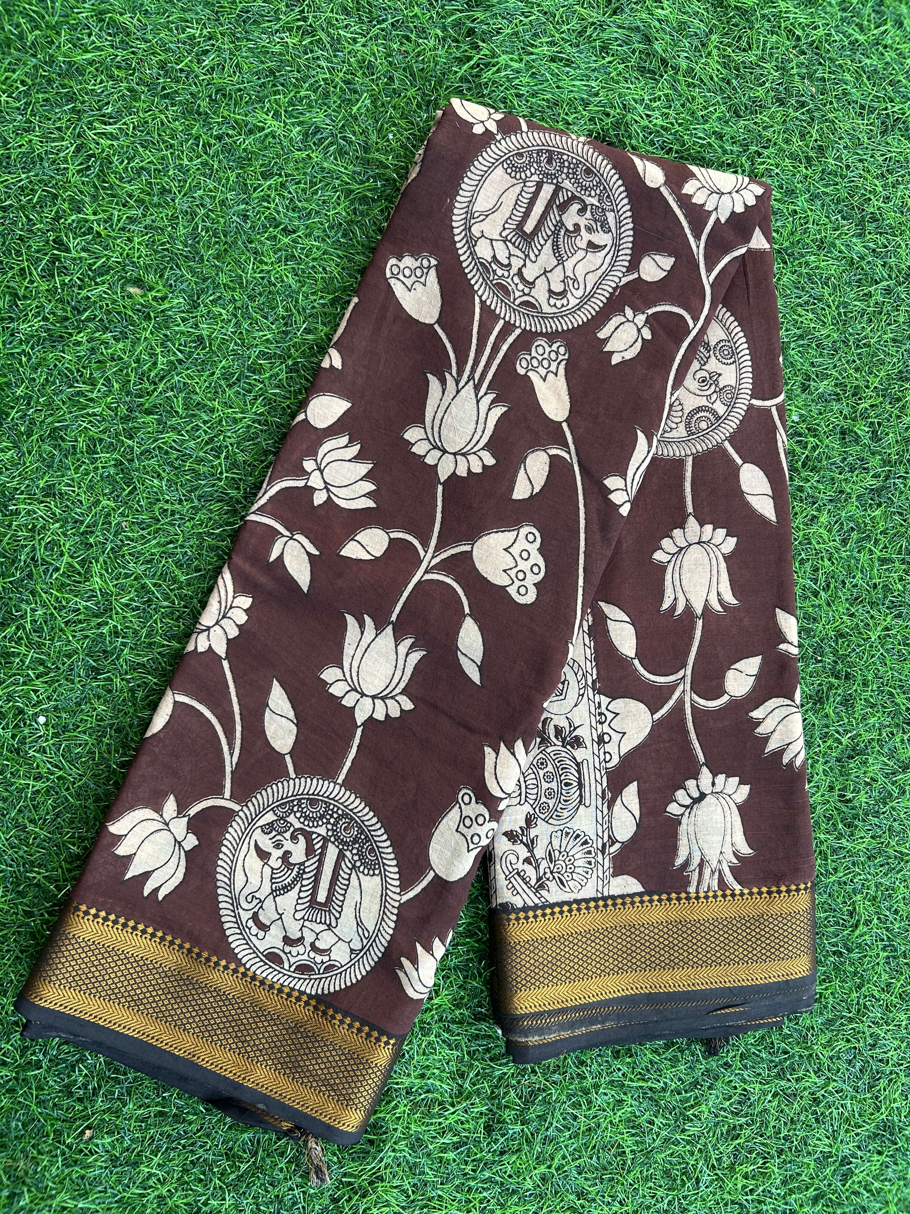 Kalamkari Cotton Nizam Border Saree-KNB-SP-M004