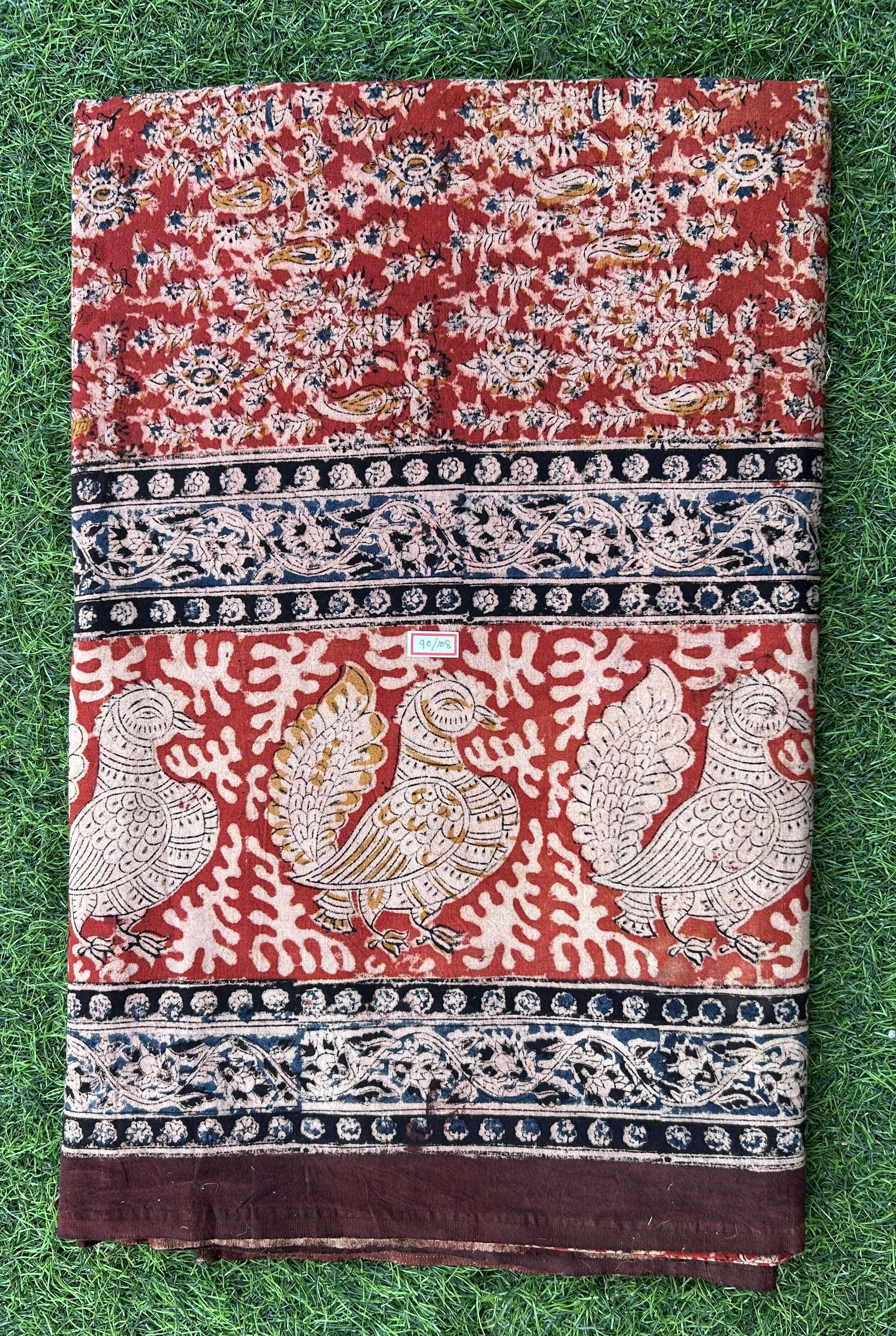 Kalamkari Block Printed Cotton Bed Sheets - KBS046(90*108)