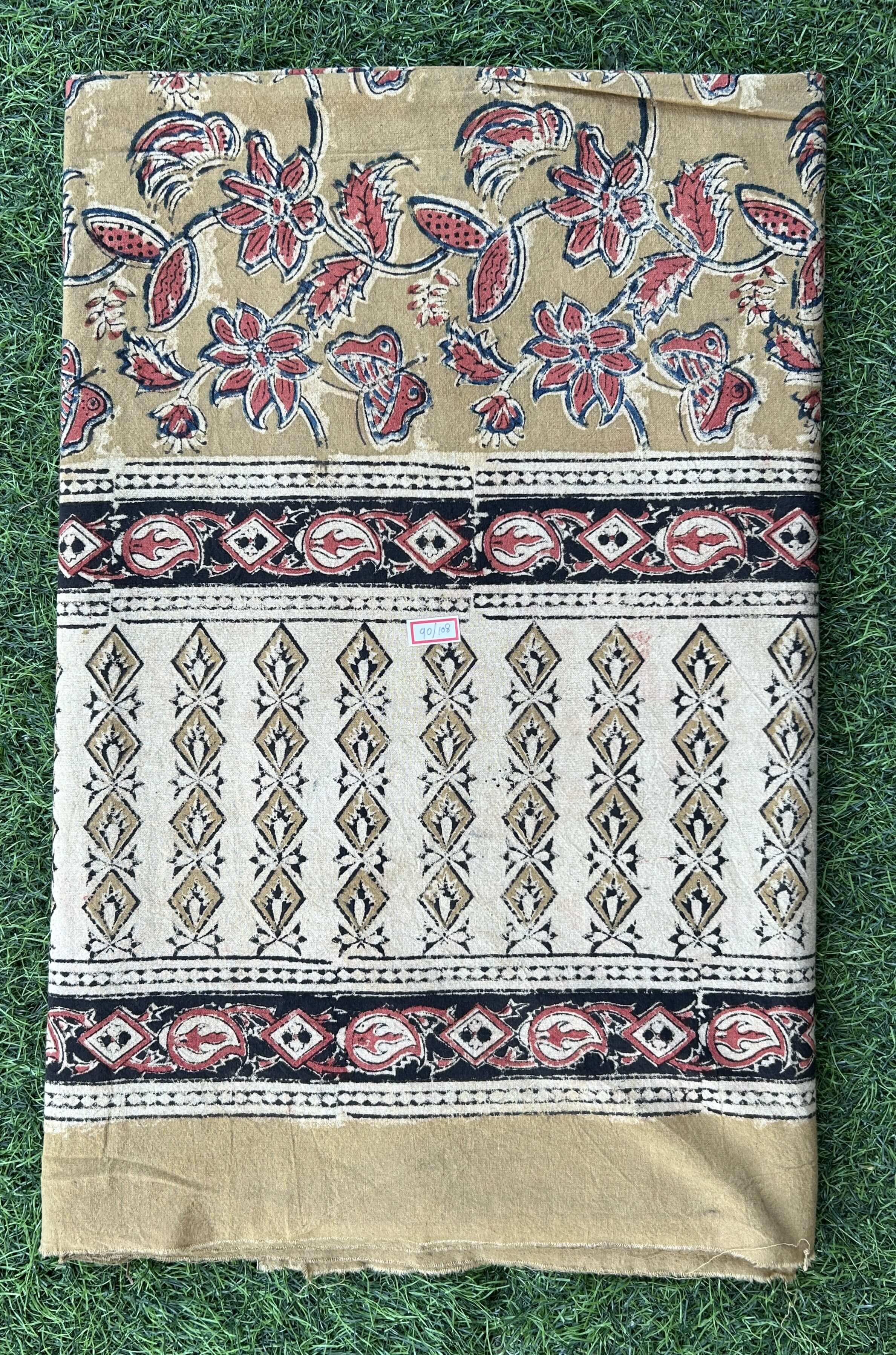 Kalamkari Block Printed Cotton Bed Sheets - KBS047(90*108)