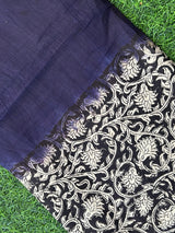 Kalamkari Block Printed Half & Half Chennuri Silk Fabric - HBP-M006