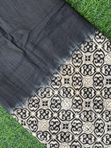 Kalamkari Block Printed Half & Half Chennuri Silk Fabric - HBP-M003