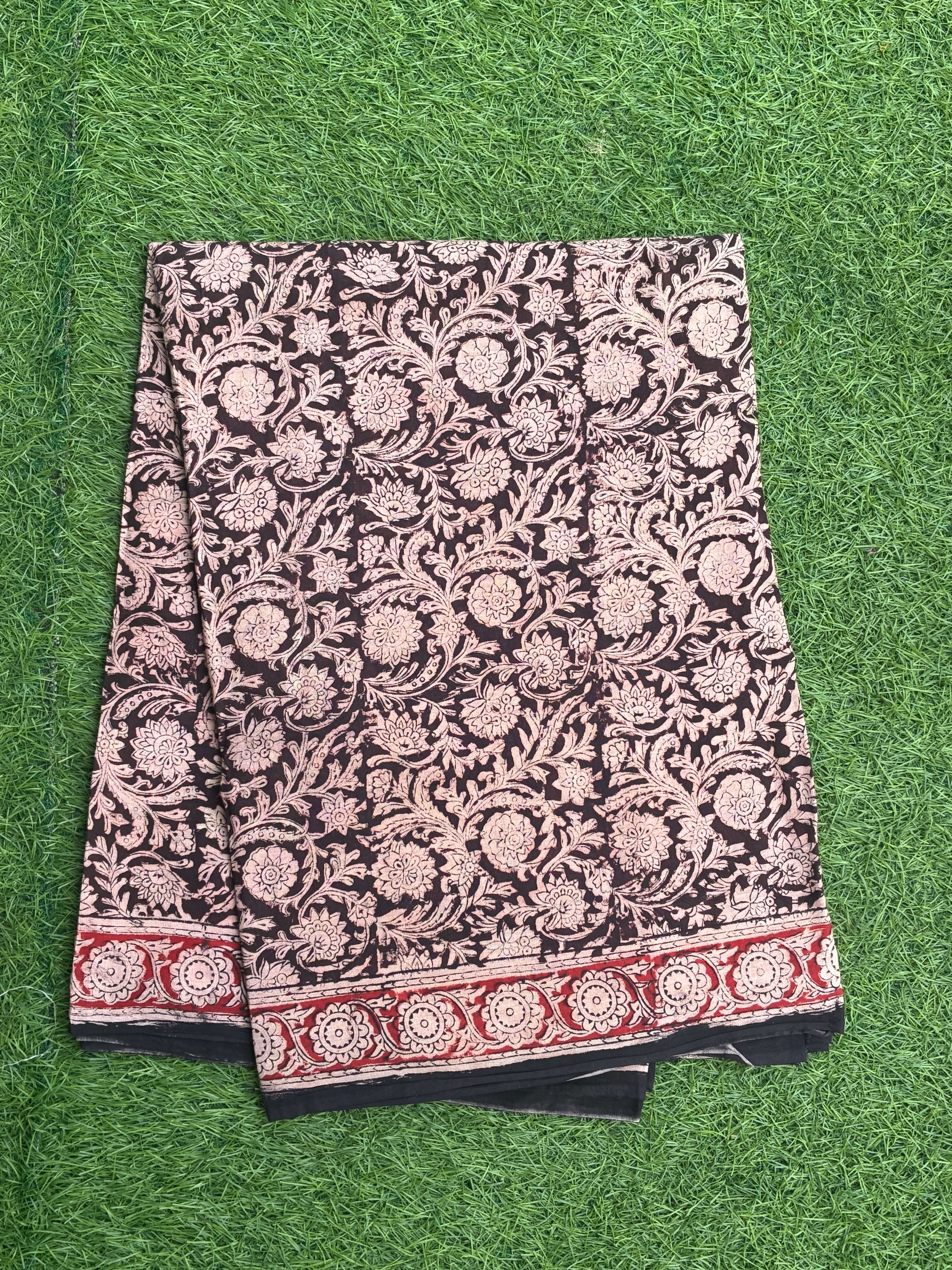 Kalamkari Cotton Handblock Printed Saree-CLRS-HPC-M012