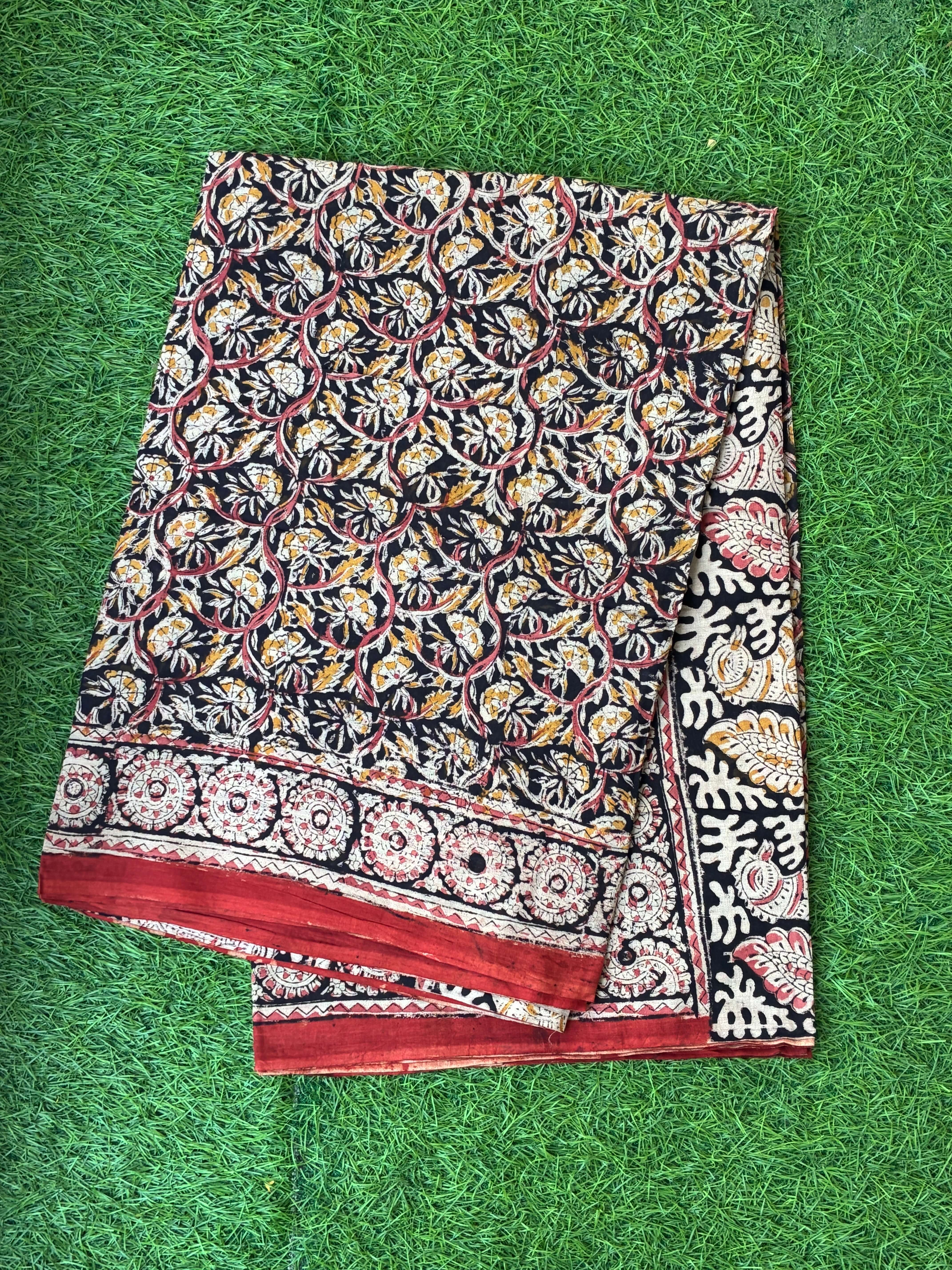 Kalamkari Cotton Handblock Printed Saree-CLRS-HPC-M031