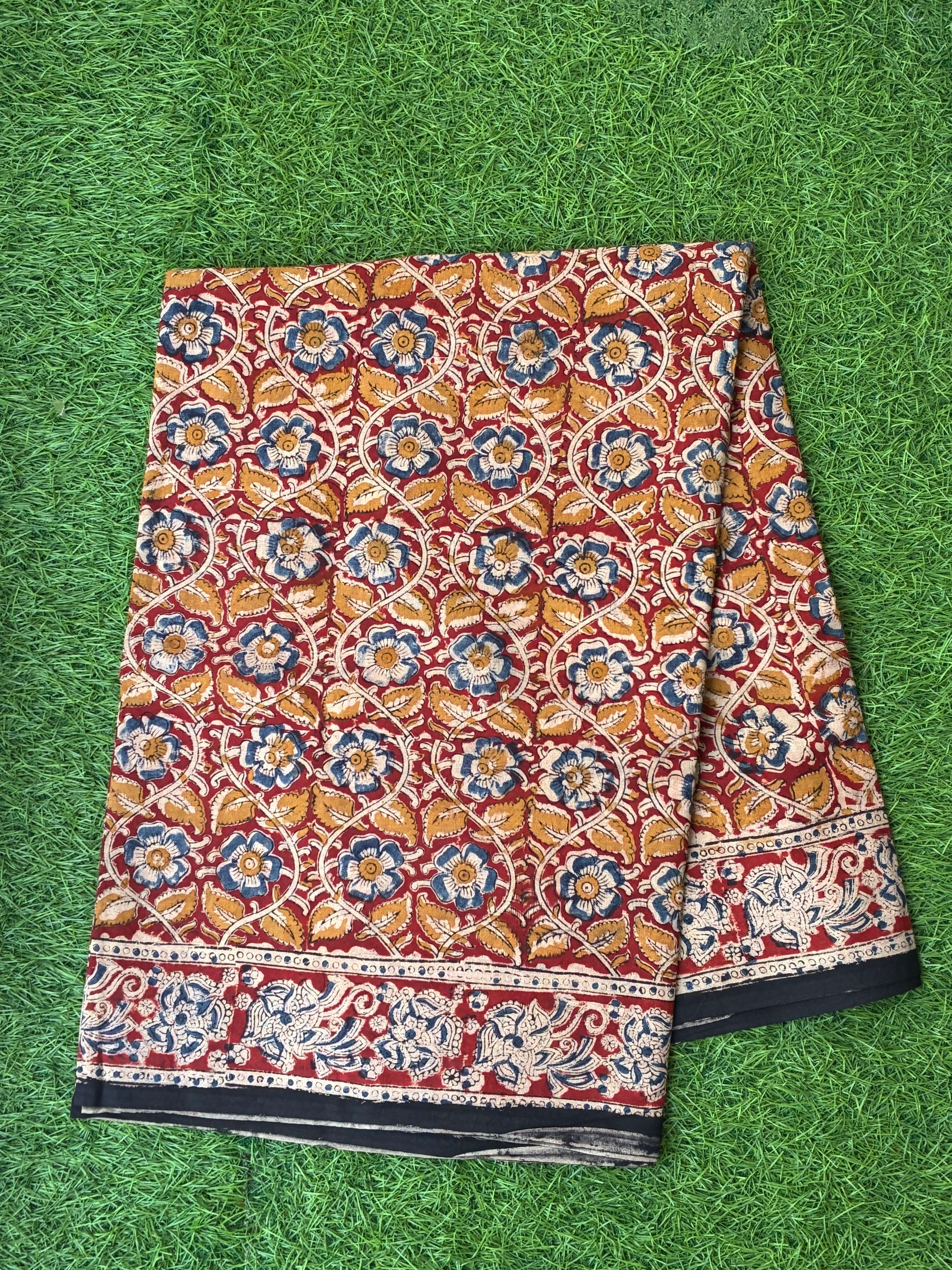 Kalamkari Cotton Handblock Printed Saree-CLRS-HPC-M045