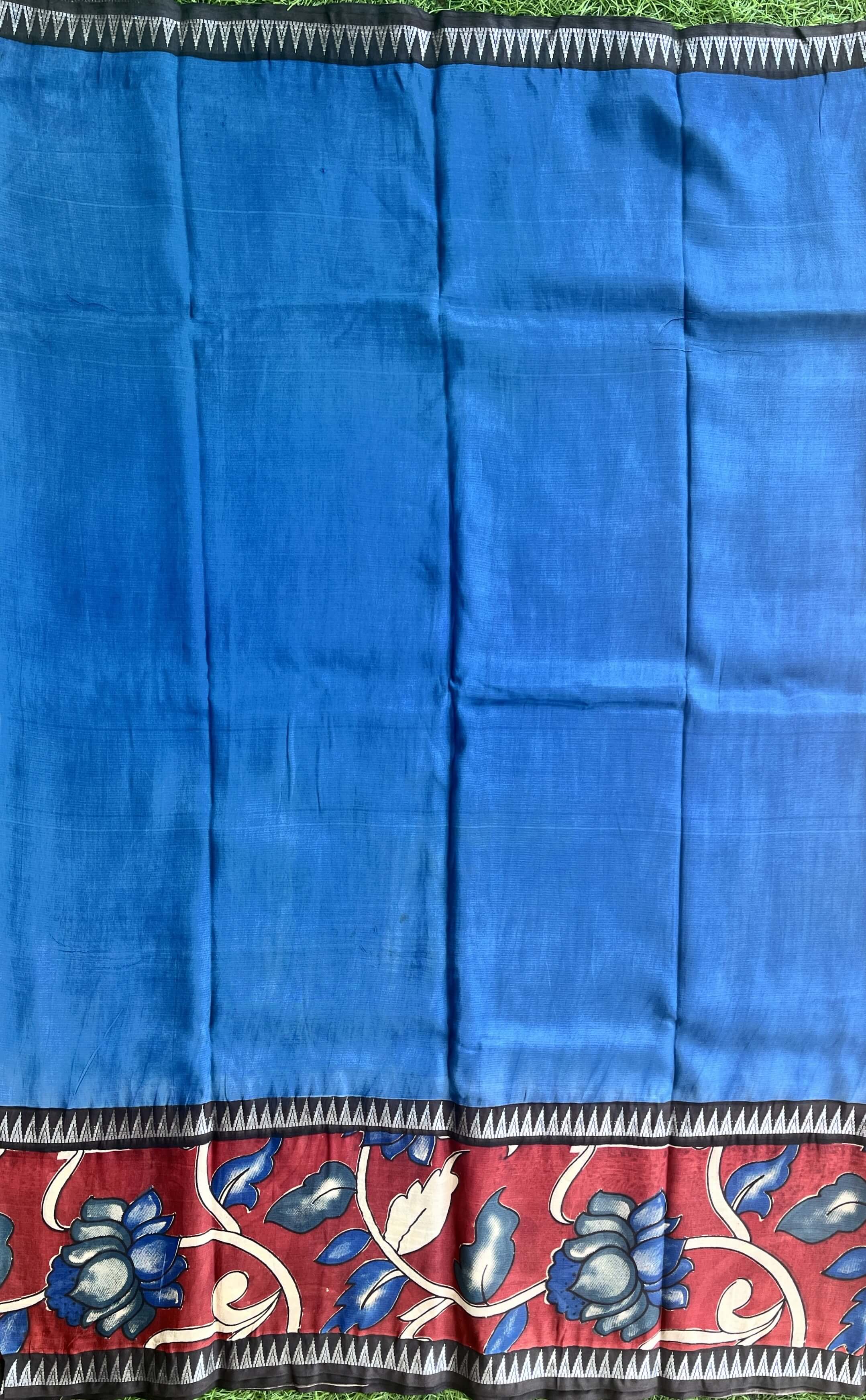 Kalamkari Mangalagiri Silk Gap Border Saree-KDGB-SP-M001