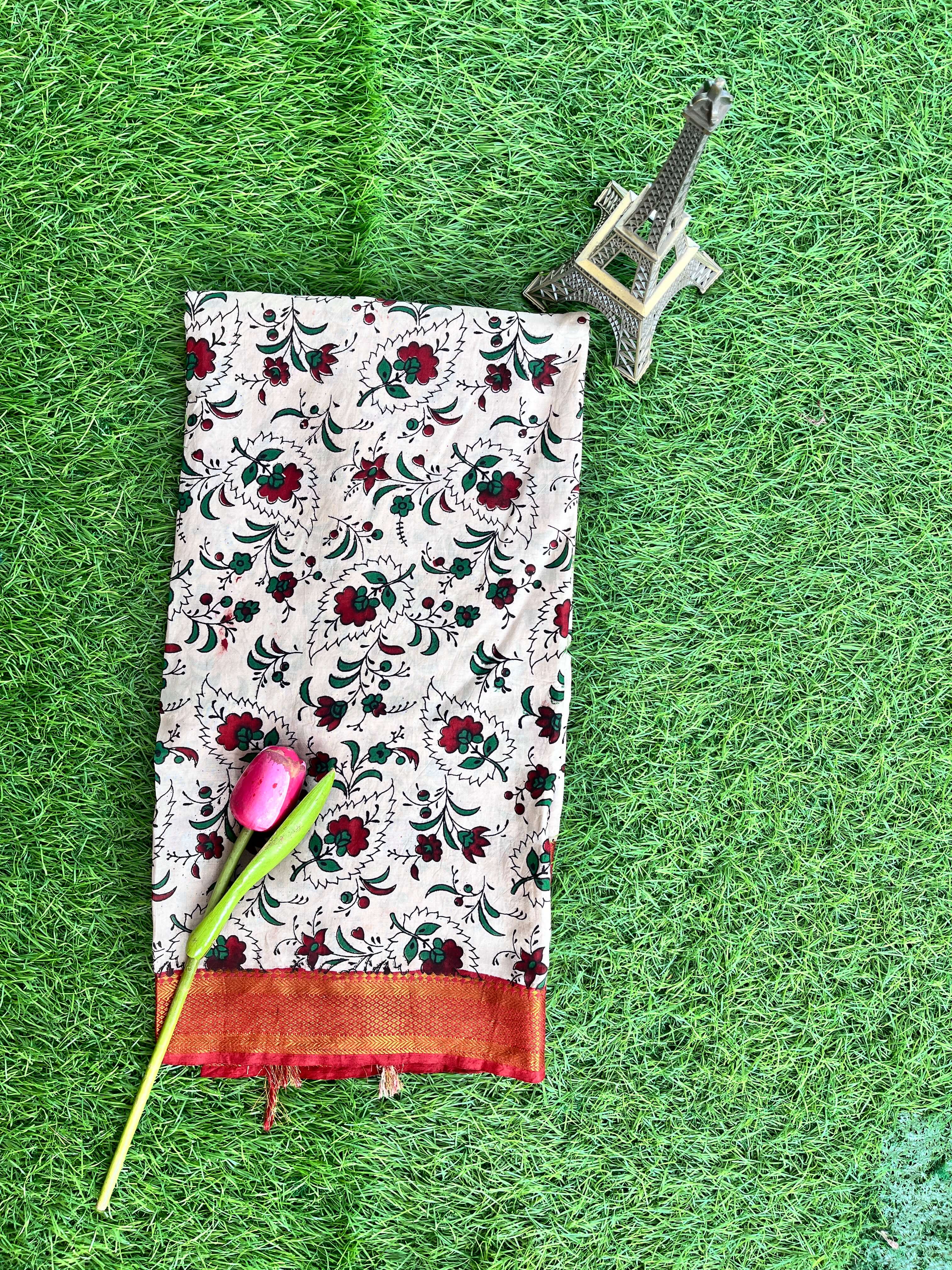 Nizam Border Kalamkari Dupatta- NBKHBD-N-M116