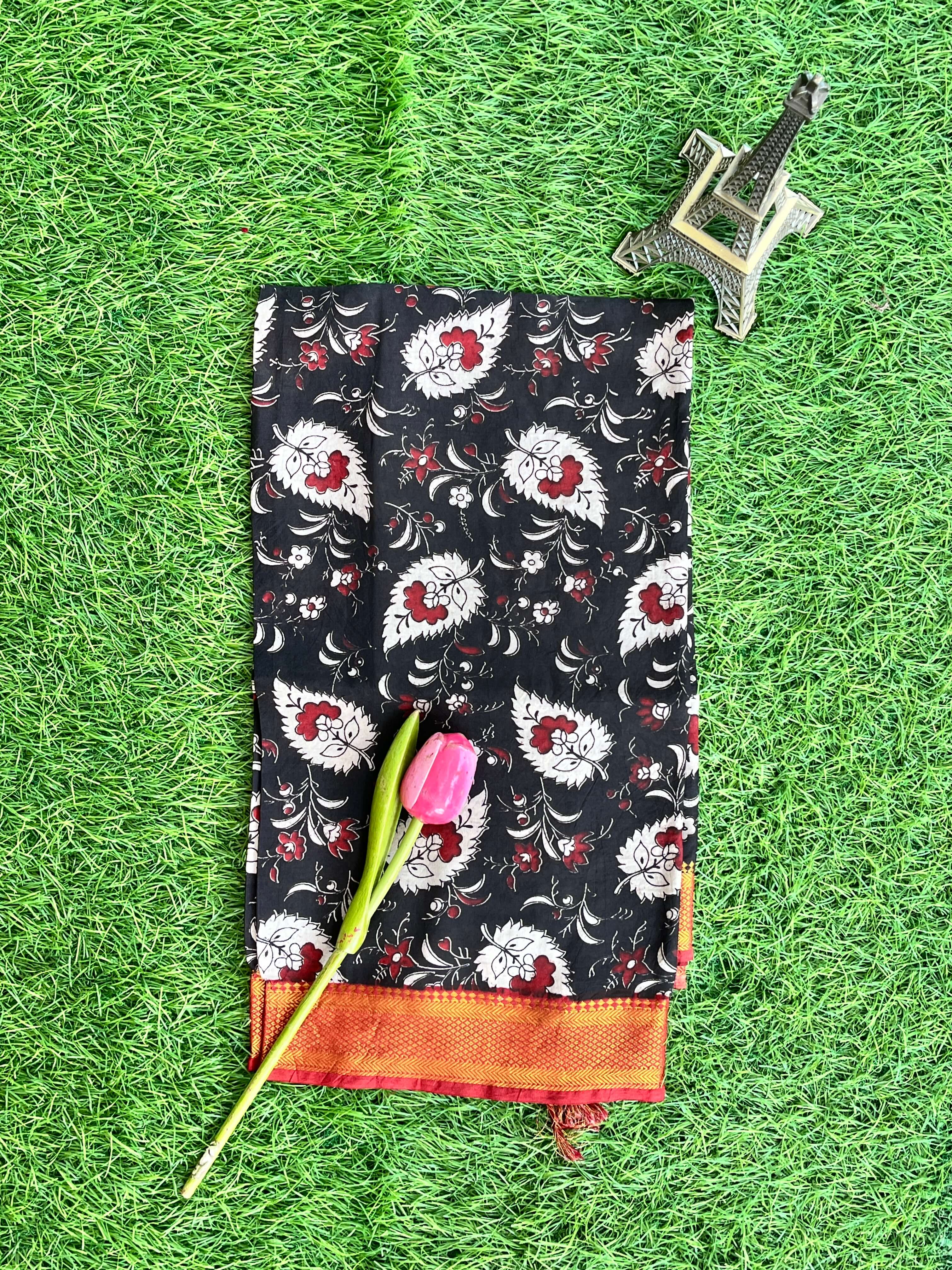 Nizam Border Kalamkari Dupatta- NBKHBD-N-M112