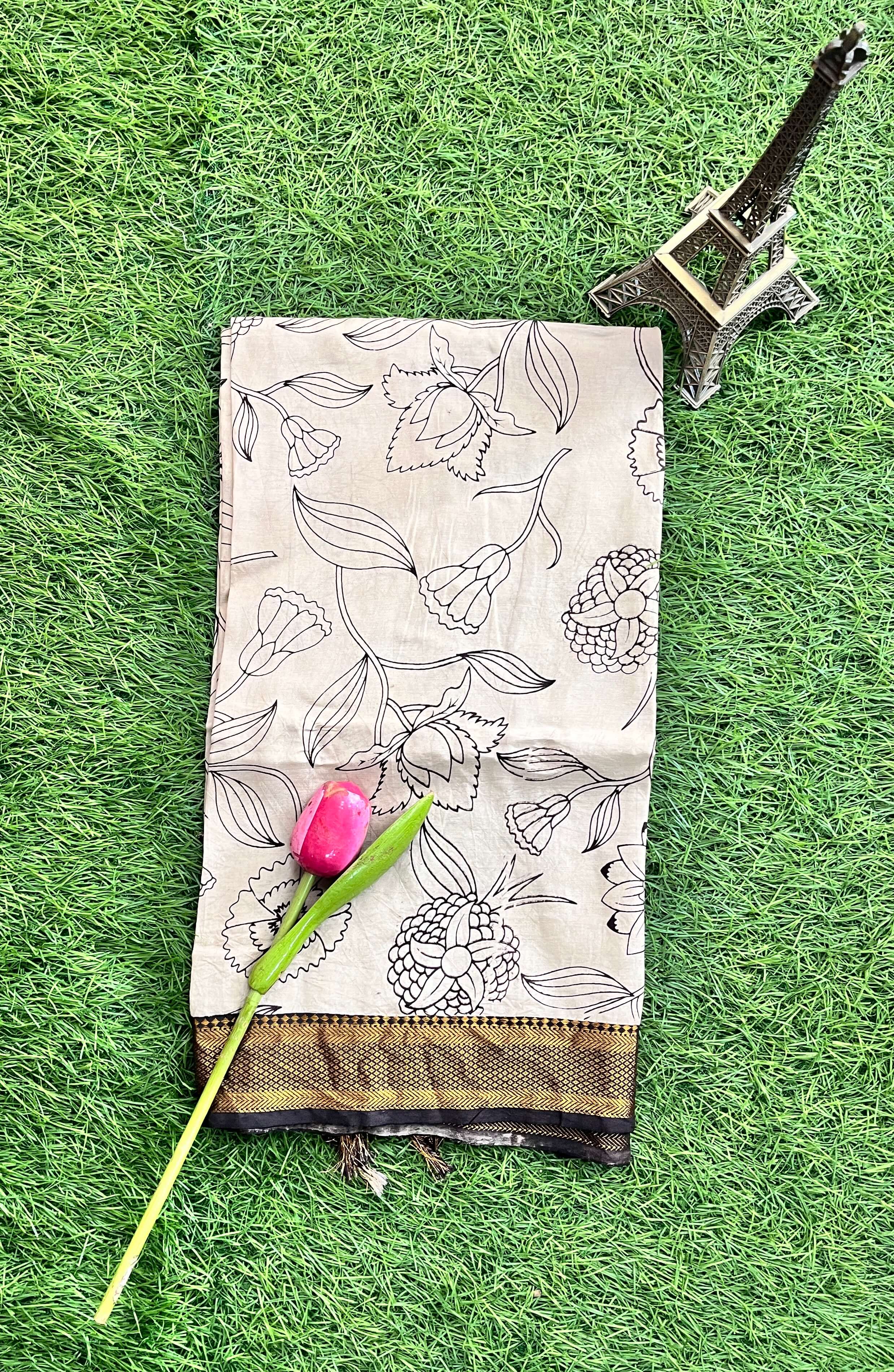 Nizam Border Kalamkari Dupatta- NBKHBD-N-M122