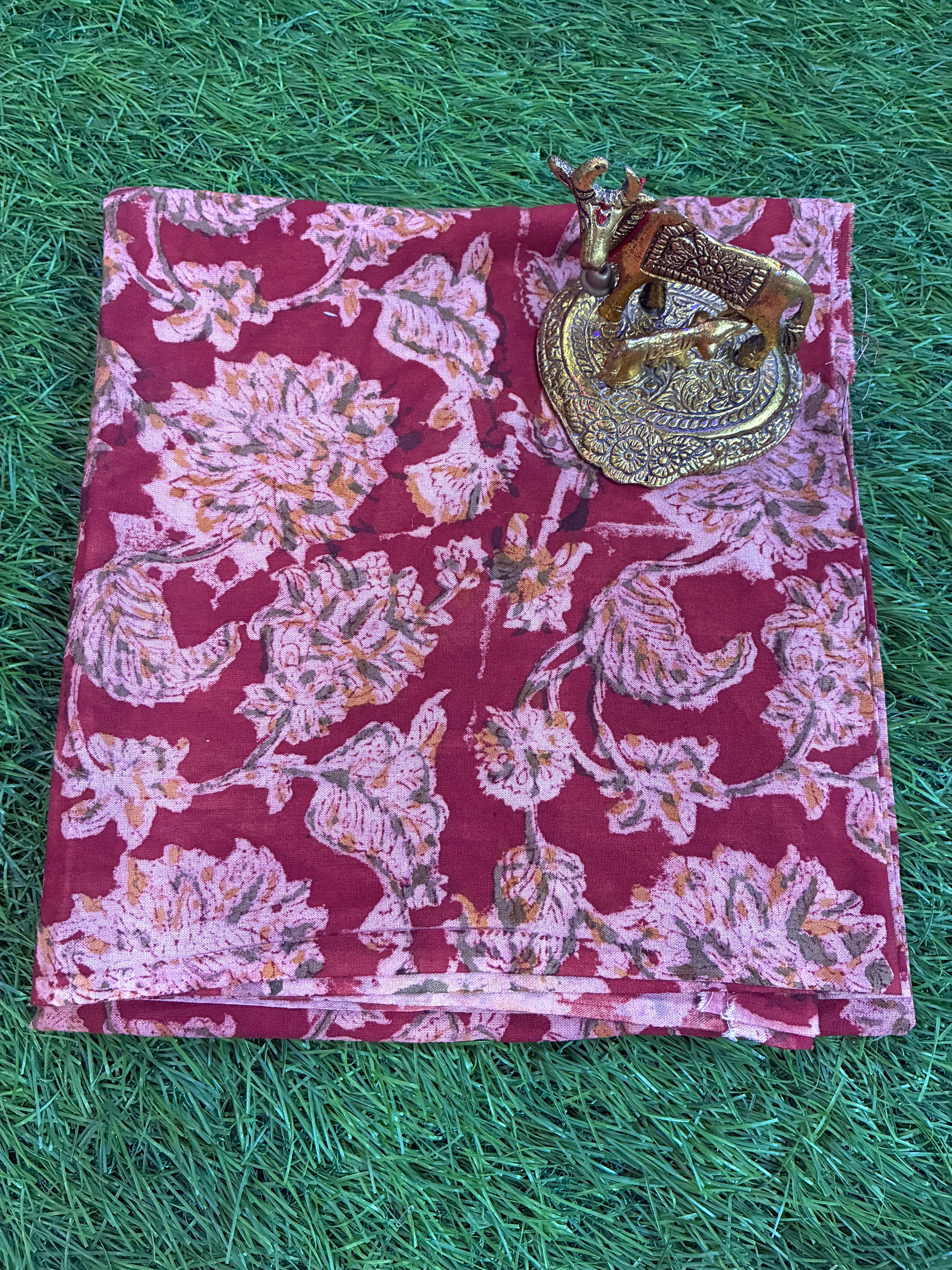 Kalamkari Block Printed Cotton Fabric - KBP-HP001