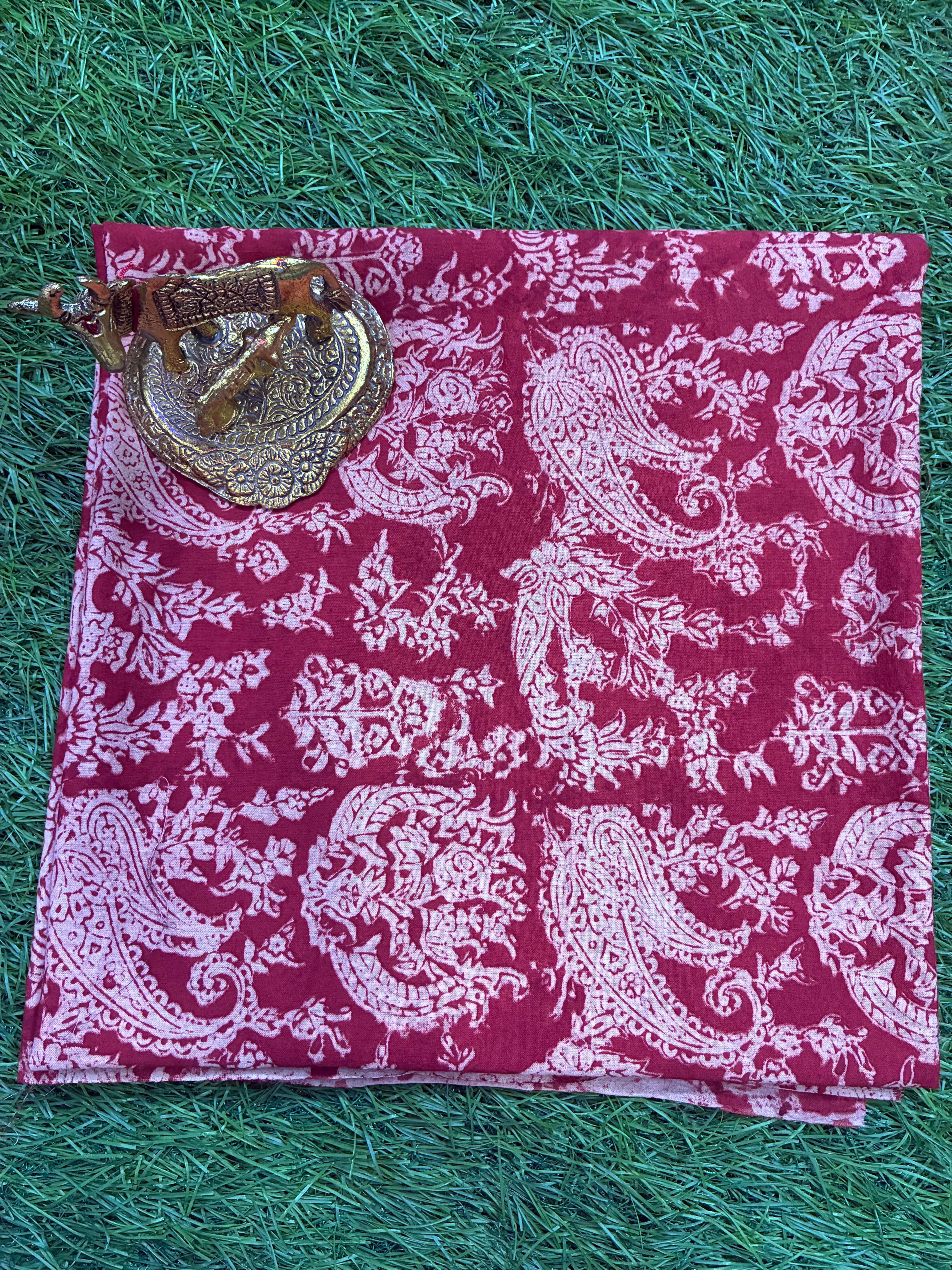 Kalamkari Block Printed Cotton Fabric - KBP-HP013