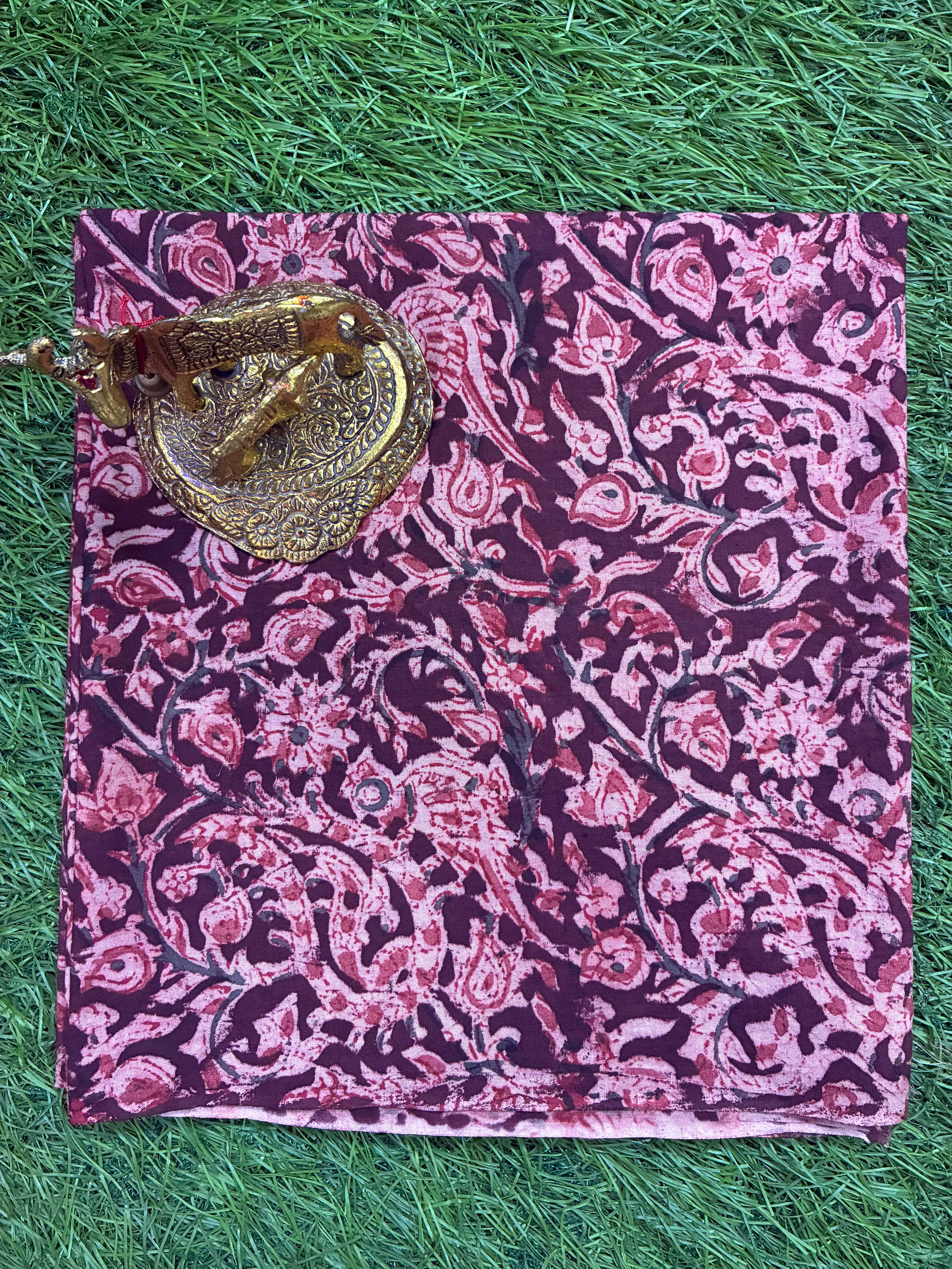 Kalamkari Block Printed Cotton Fabric - KBP-HP017