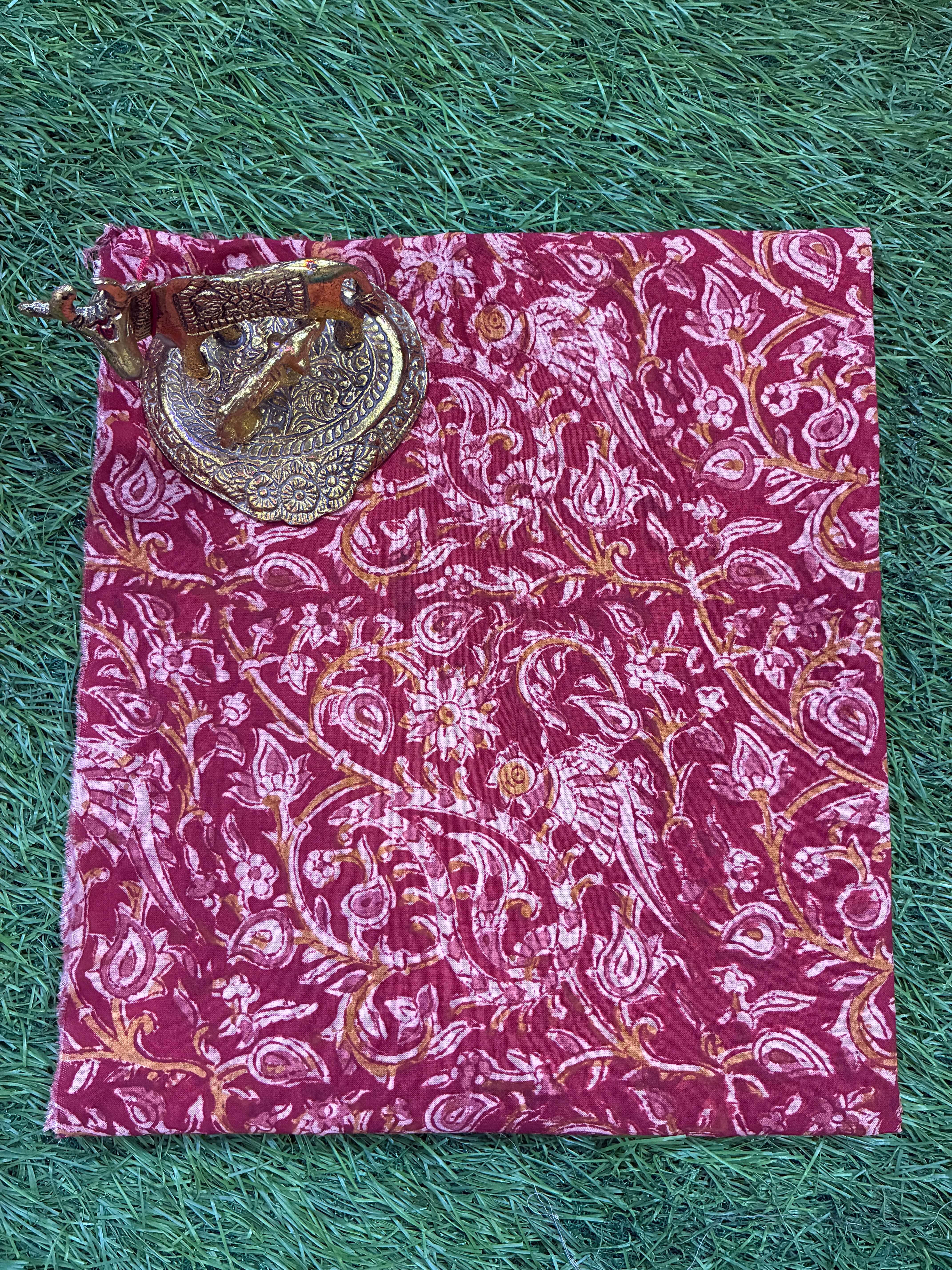 Kalamkari Block Printed Cotton Fabric - KBP-HP018