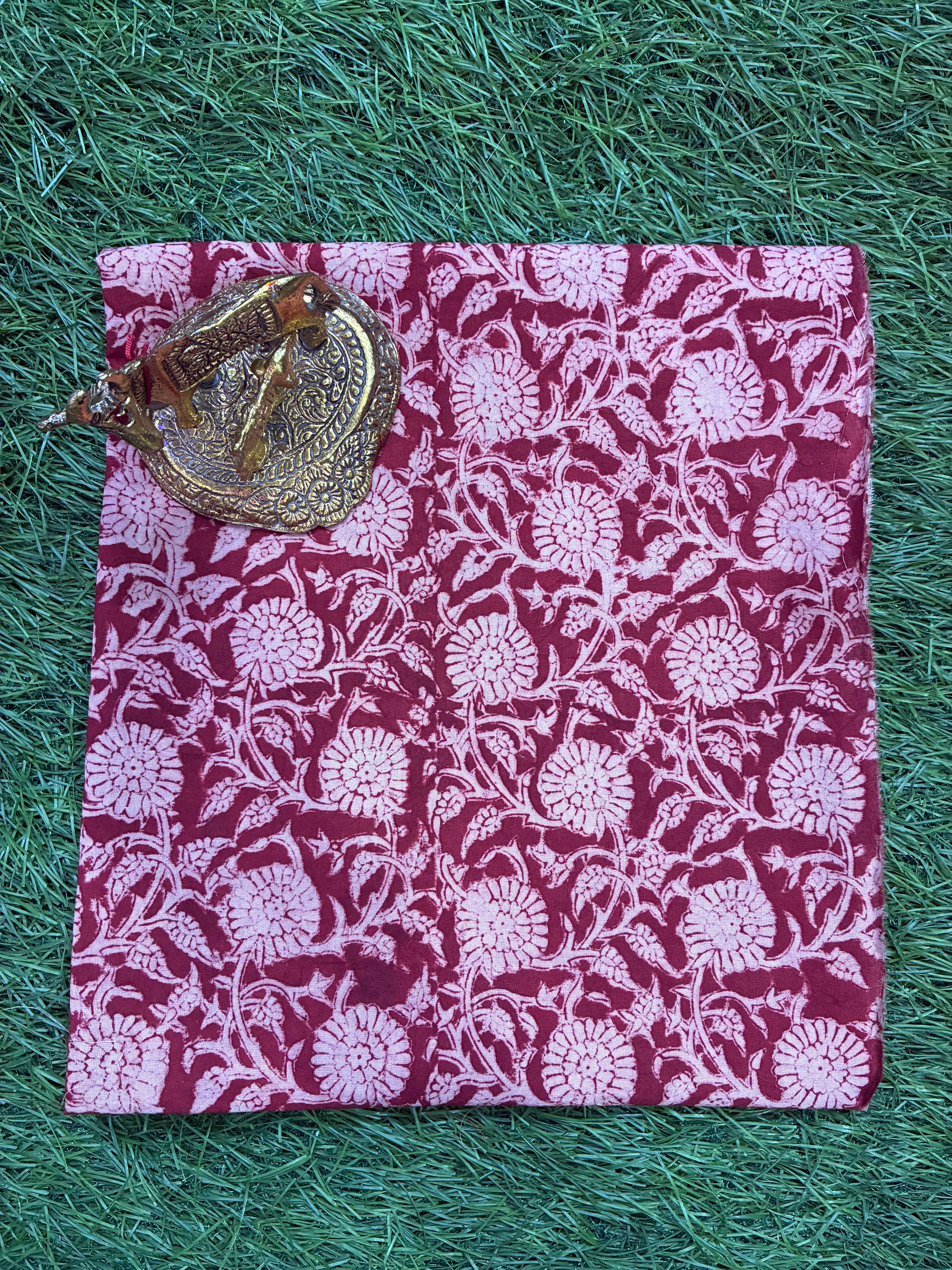 Kalamkari Block Printed Cotton Fabric - KBP-HP020