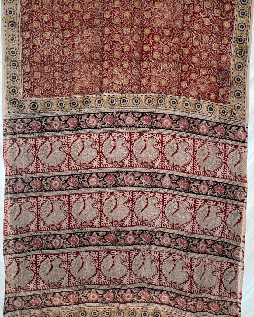 Hand Block Printed Kalamkari Saree KCH-M050