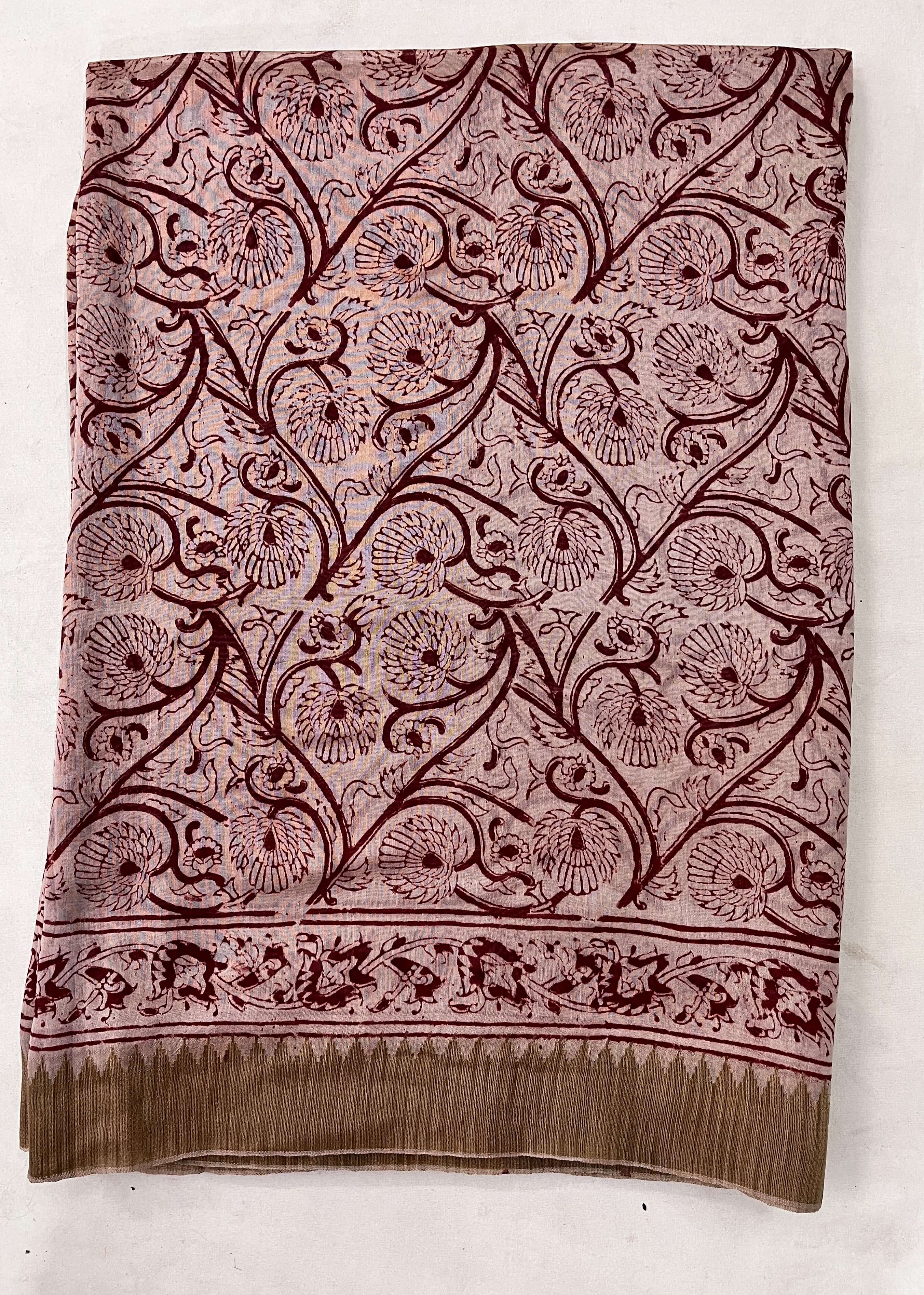 Kalamkari Chanderi Silk Saree-KCHAN-M038