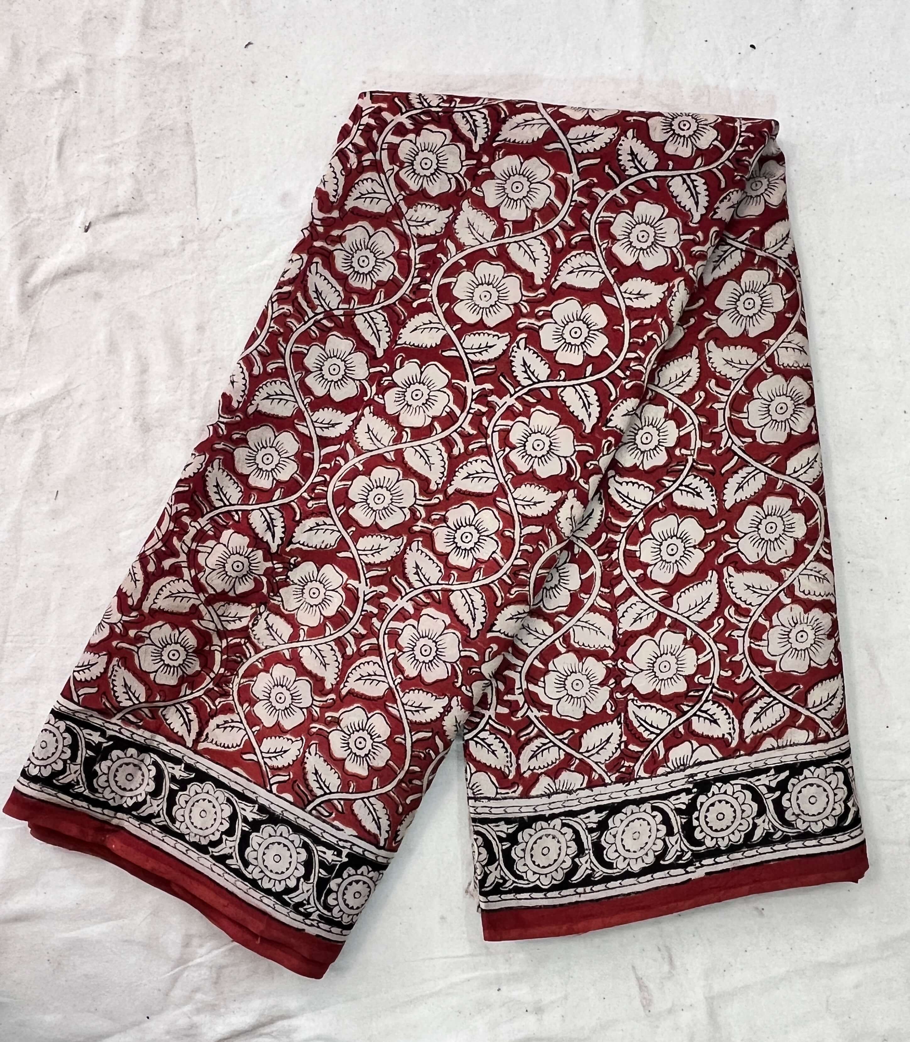 Hand Block Printed Kalamkari Chenuri Silk  Saree KCSS-HB-M026