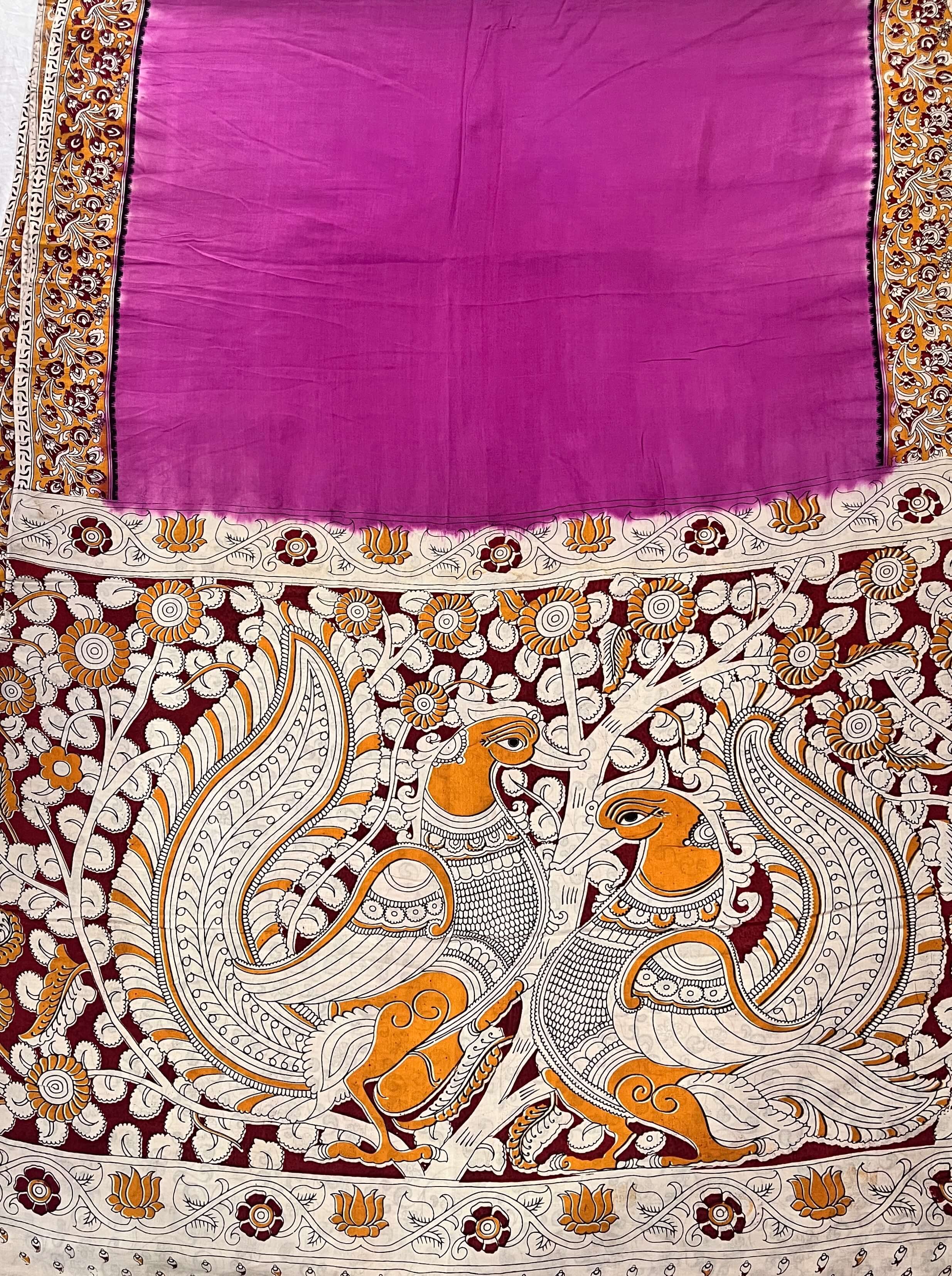 Tie & Dye Kalamkari Chenuri Silk Sarees – KHBTD-M024-001