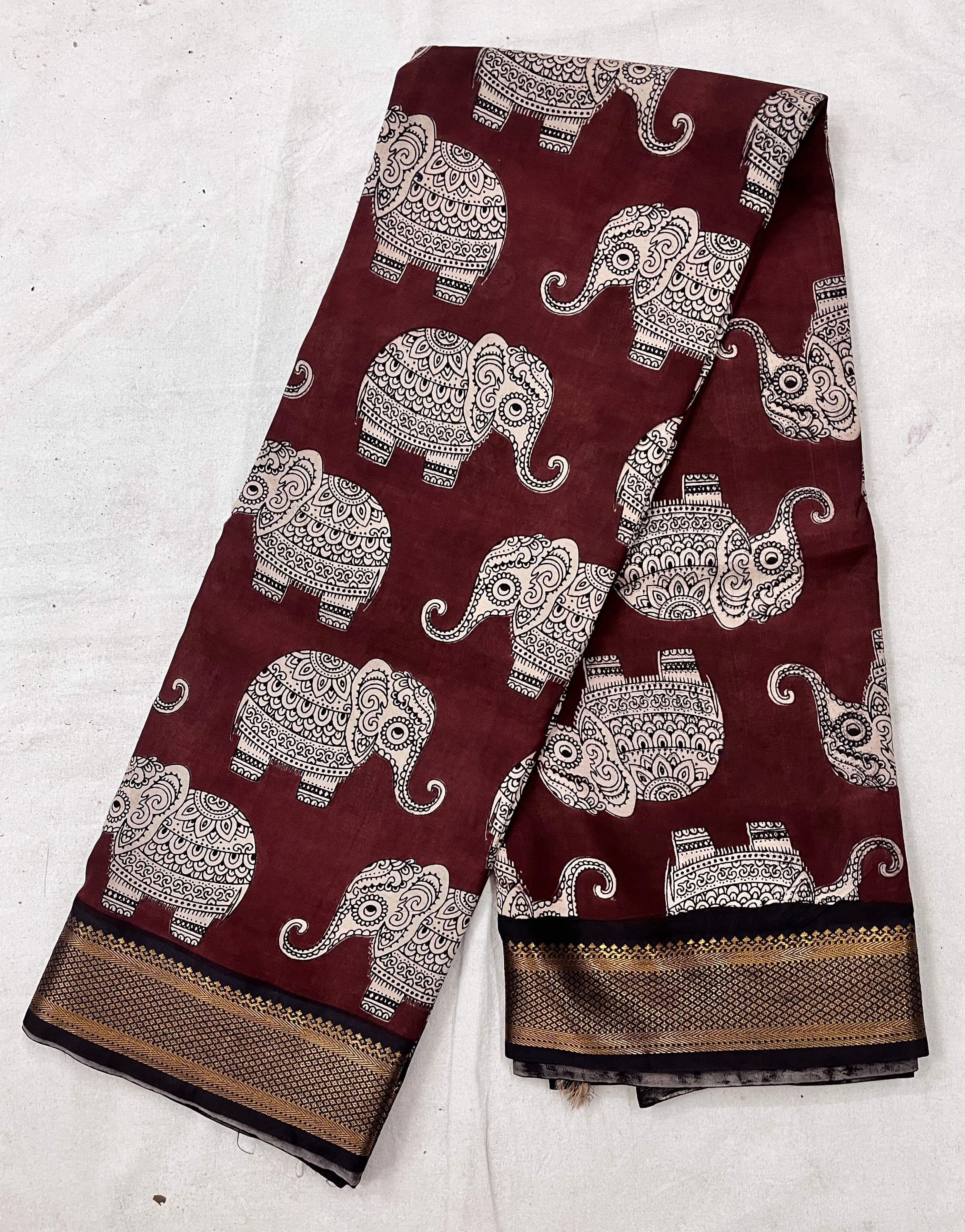 Kalamkari Chennuri Silk Nizam Border Saree-KNB-SP-M067