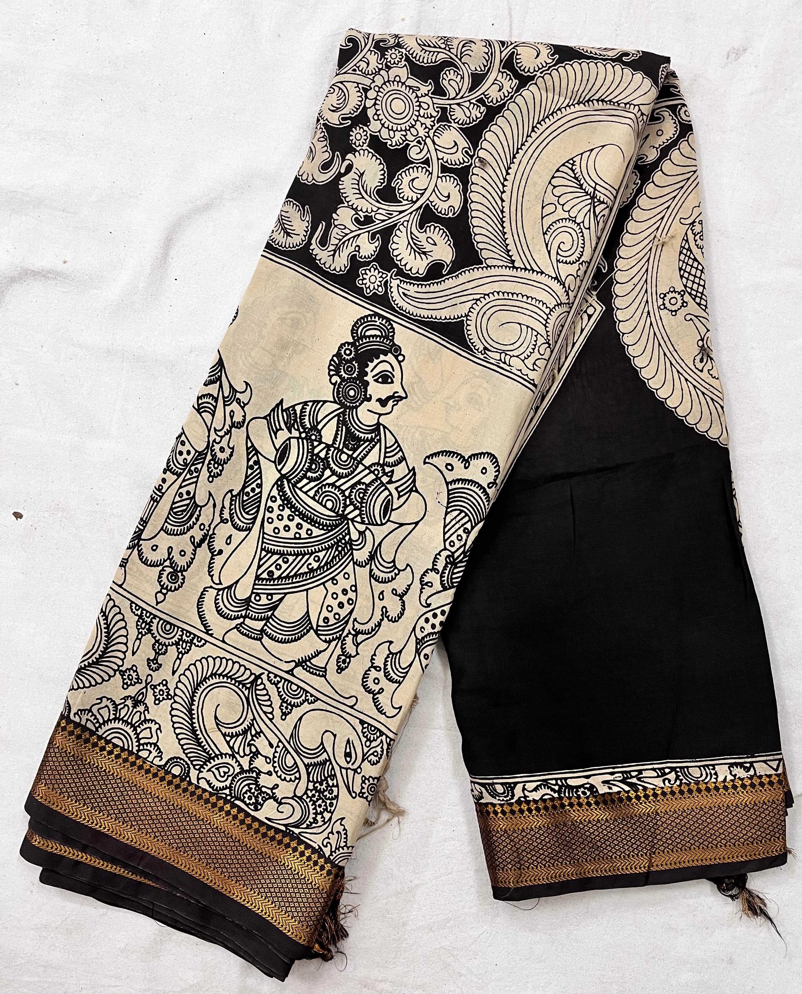 Kalamkari Chennuri Silk Nizam Border Saree-KNB-SP-M071