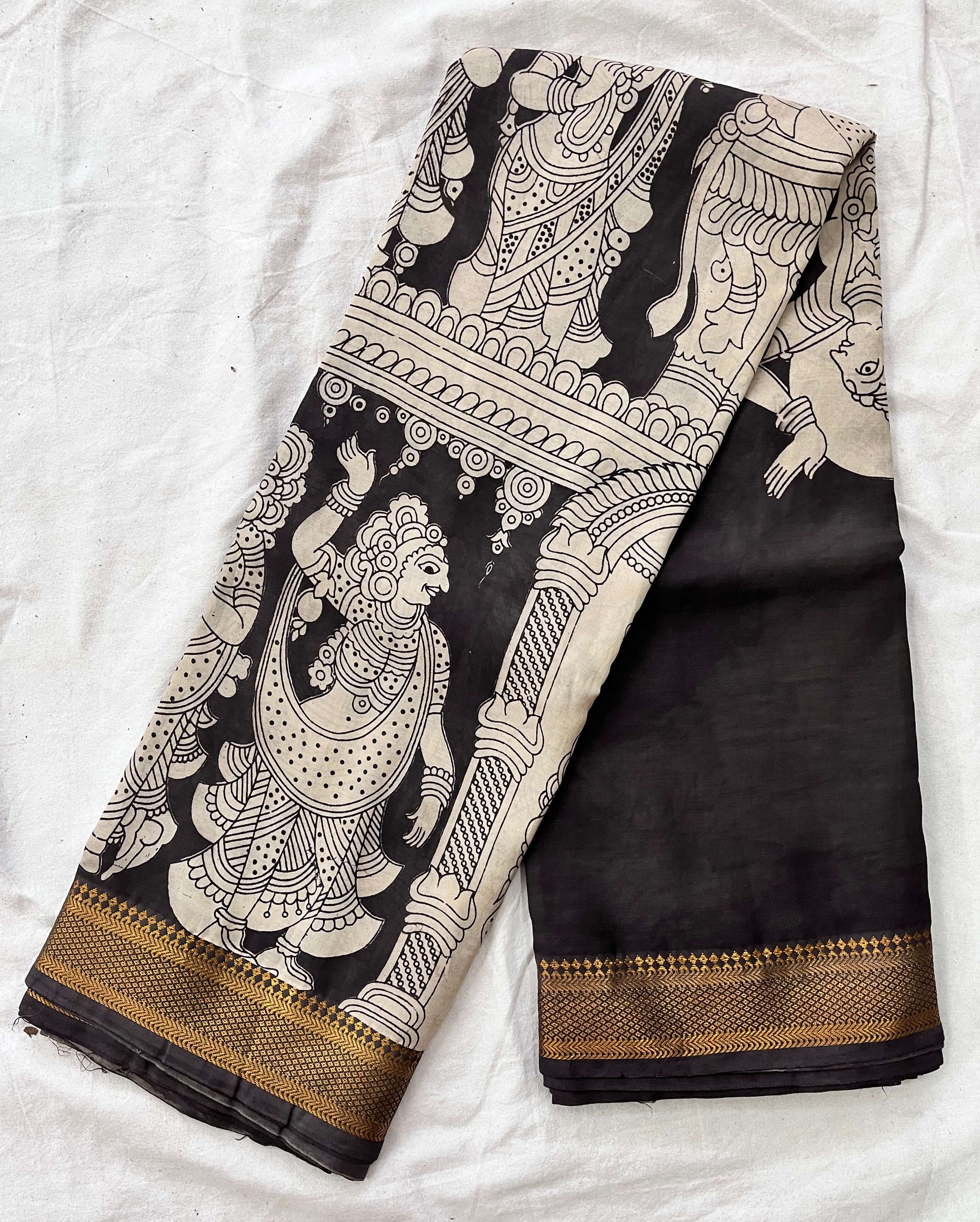 Kalamkari Chennuri Silk Nizam Border Saree-KNB-SP-M087