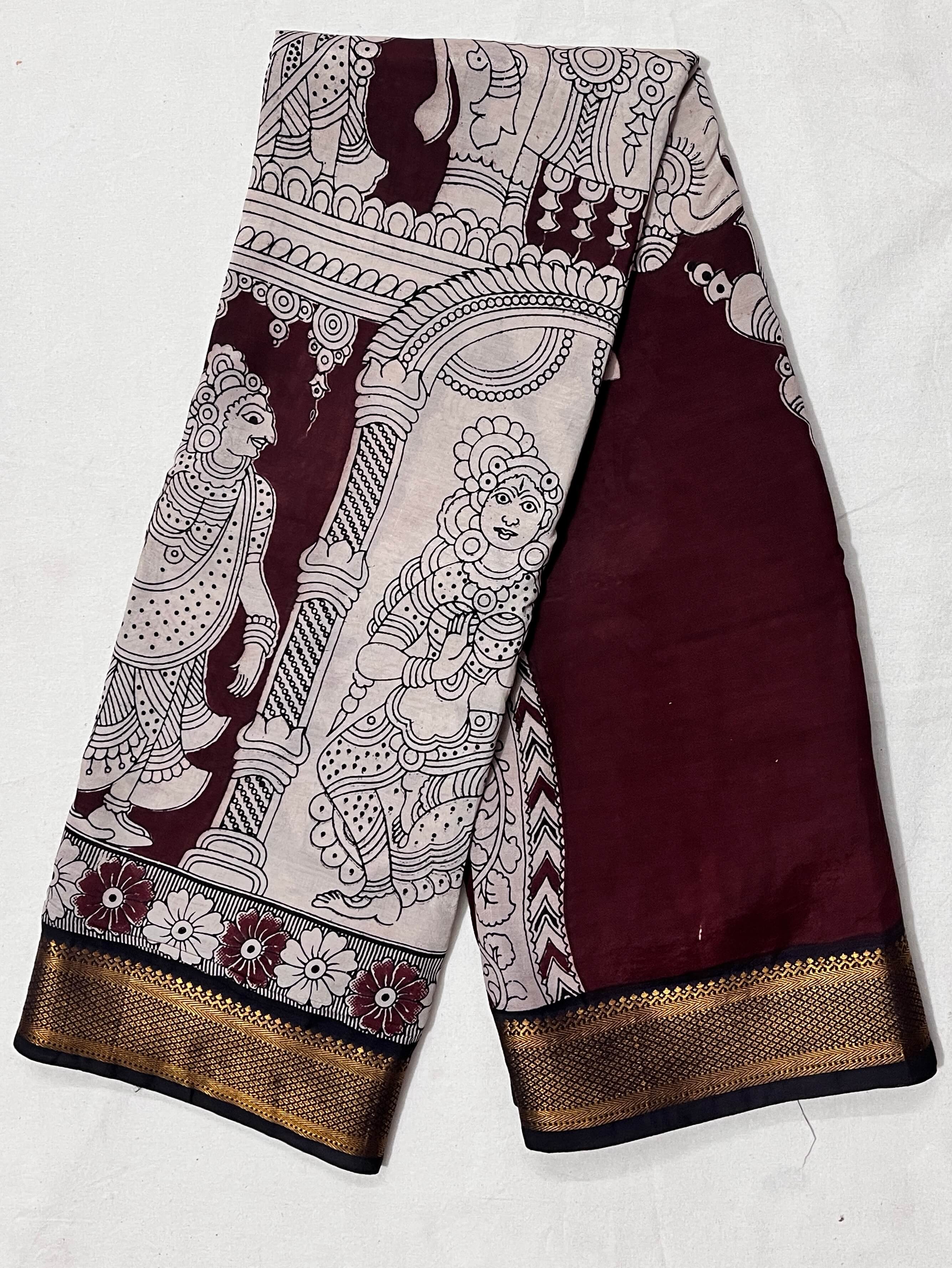 Kalamkari Chennuri Silk Nizam Border Saree-KNB-SP-M090