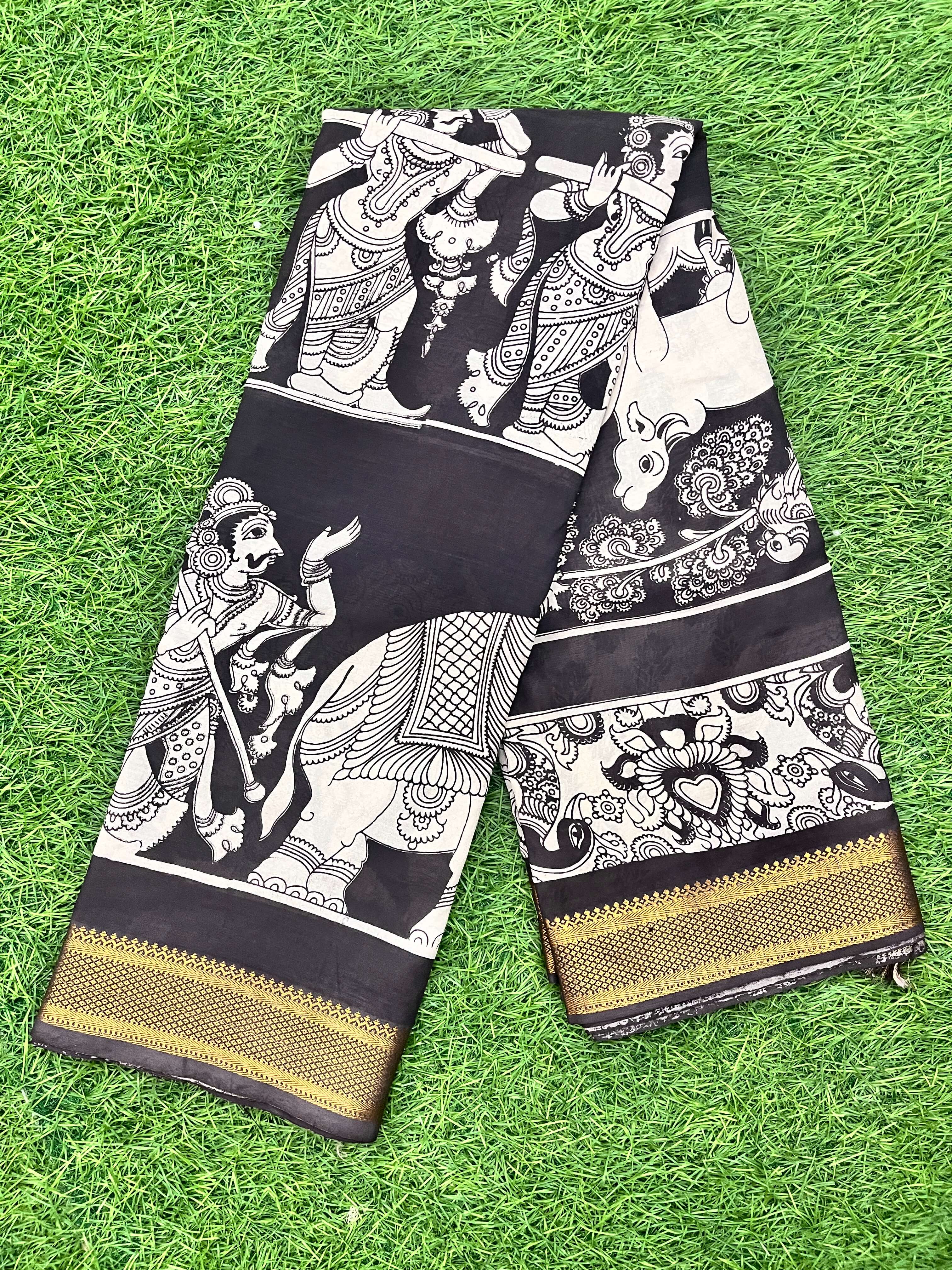 Kalamkari Chennuri Silk Nizam Border Saree-KNB-SP-M132