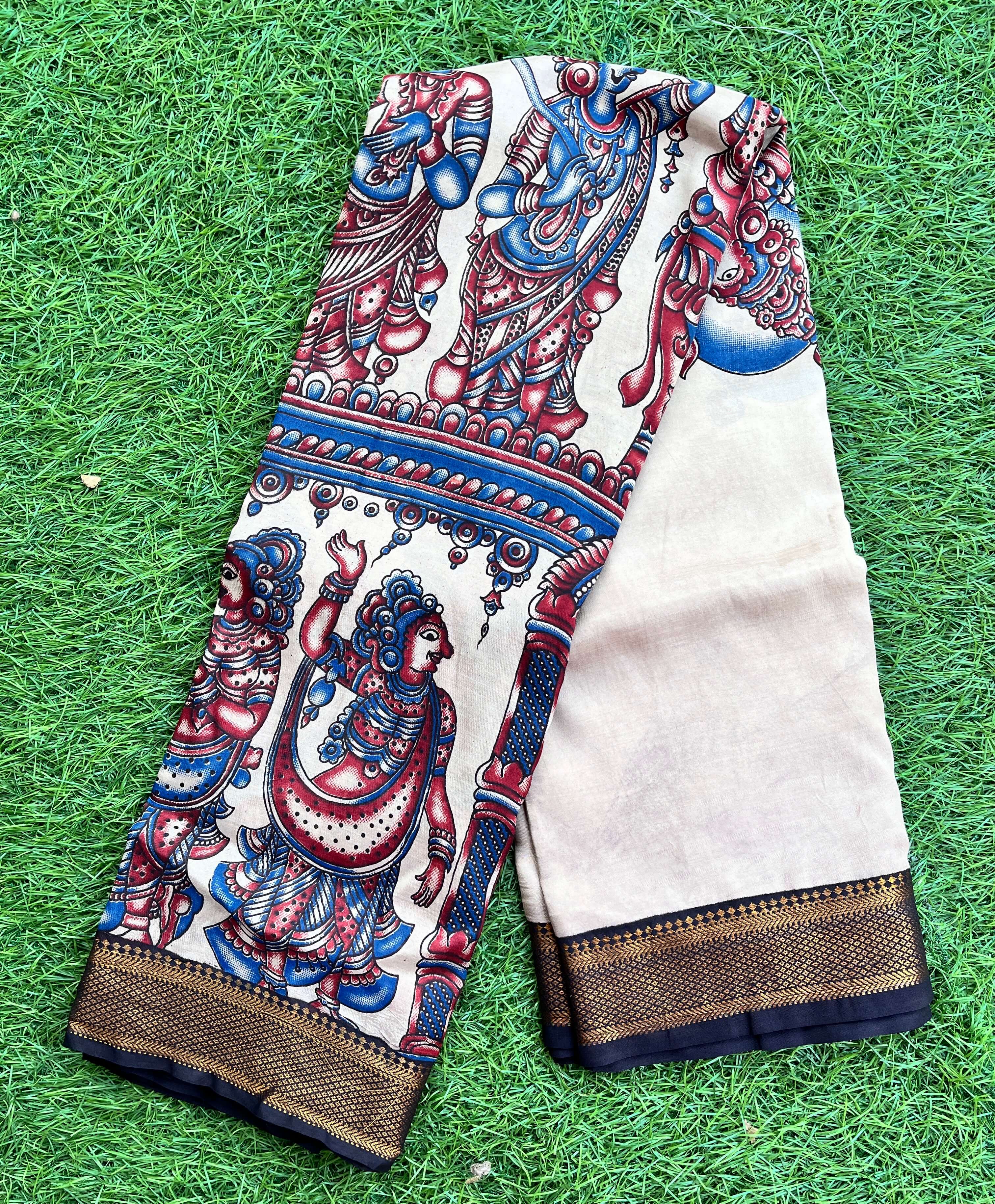 Kalamkari Chennuri Silk Nizam Border Saree-KNB-SP-M155