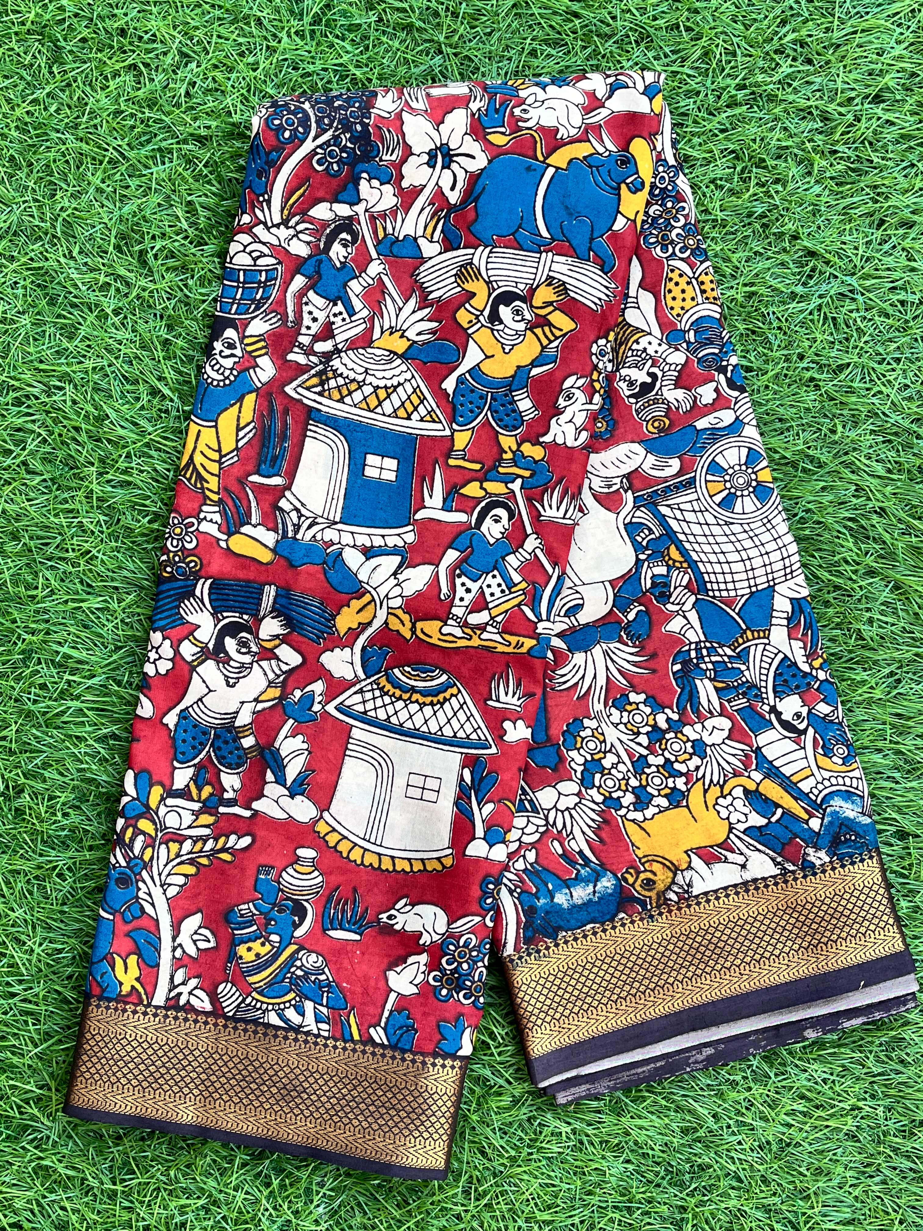 Kalamkari Chennuri Silk Nizam Border Saree-KNB-SP-M162