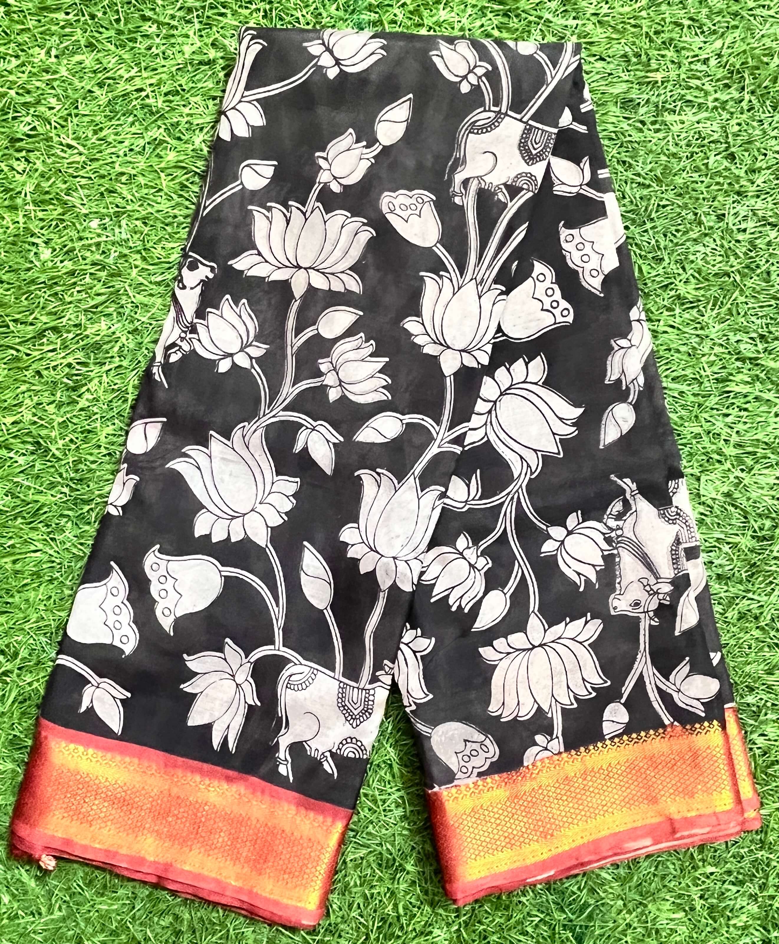 Kalamkari Chennuri Silk Nizam Border Saree-KNB-SP-M169