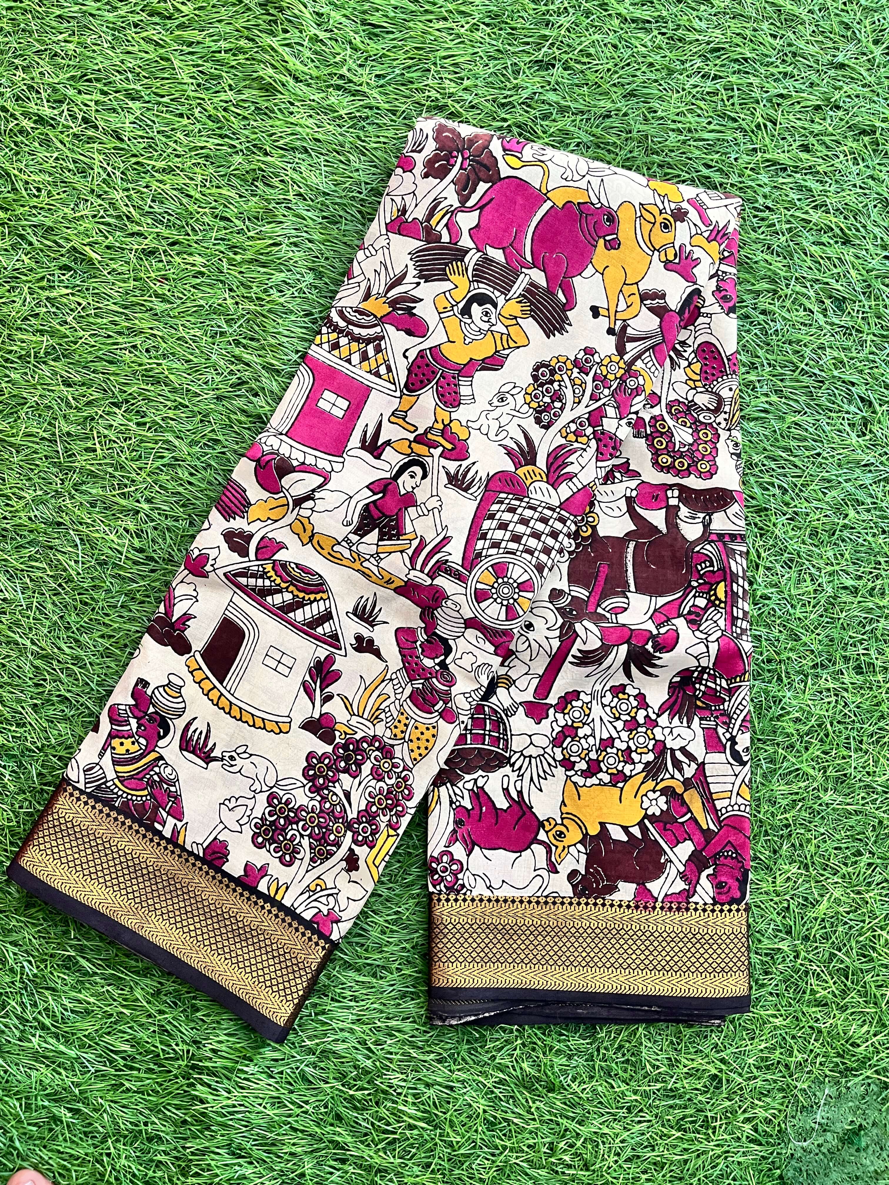 Kalamkari Chennuri Silk Nizam Border  Saree-KNB-SP-M210