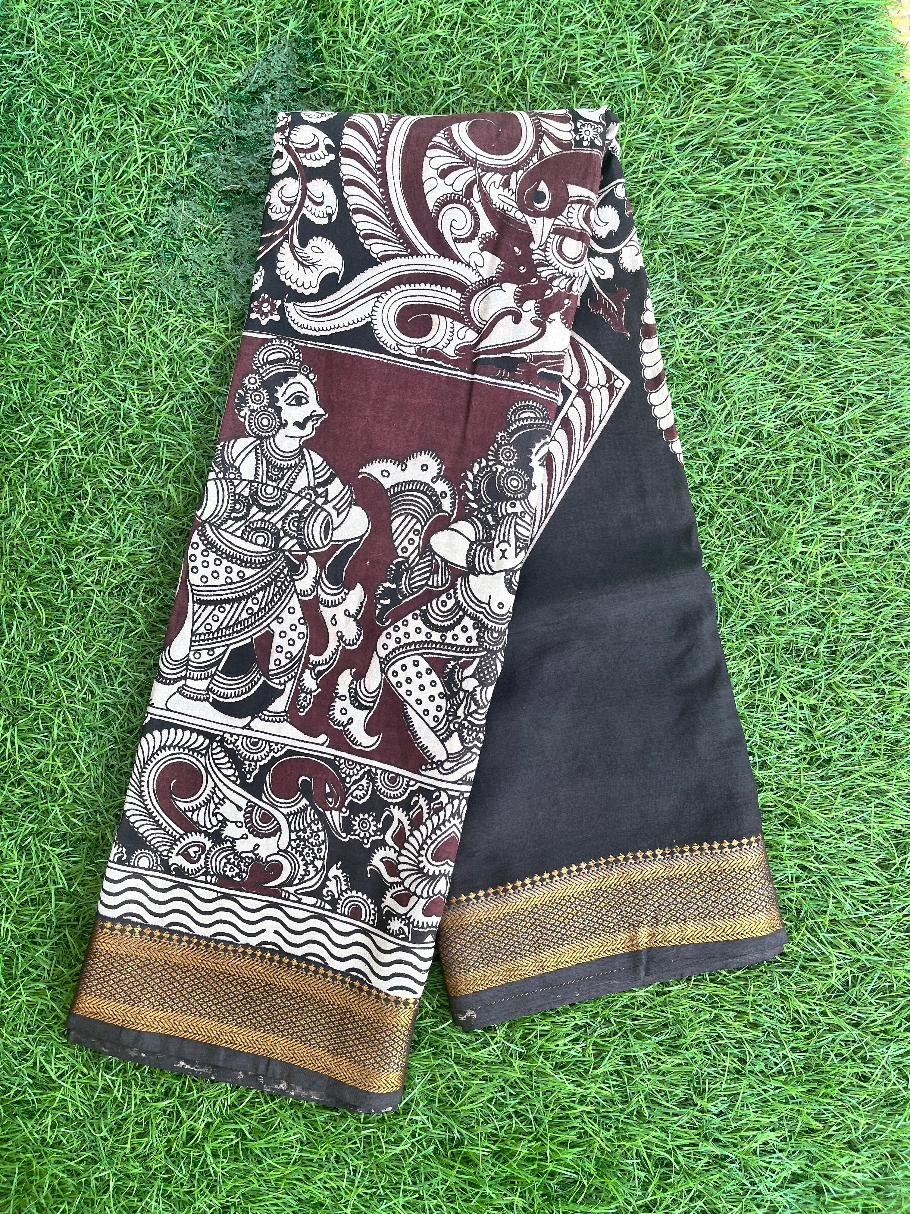 Kalamkari Chennuri Silk Nizam Border  Saree-KNB-SP-M218