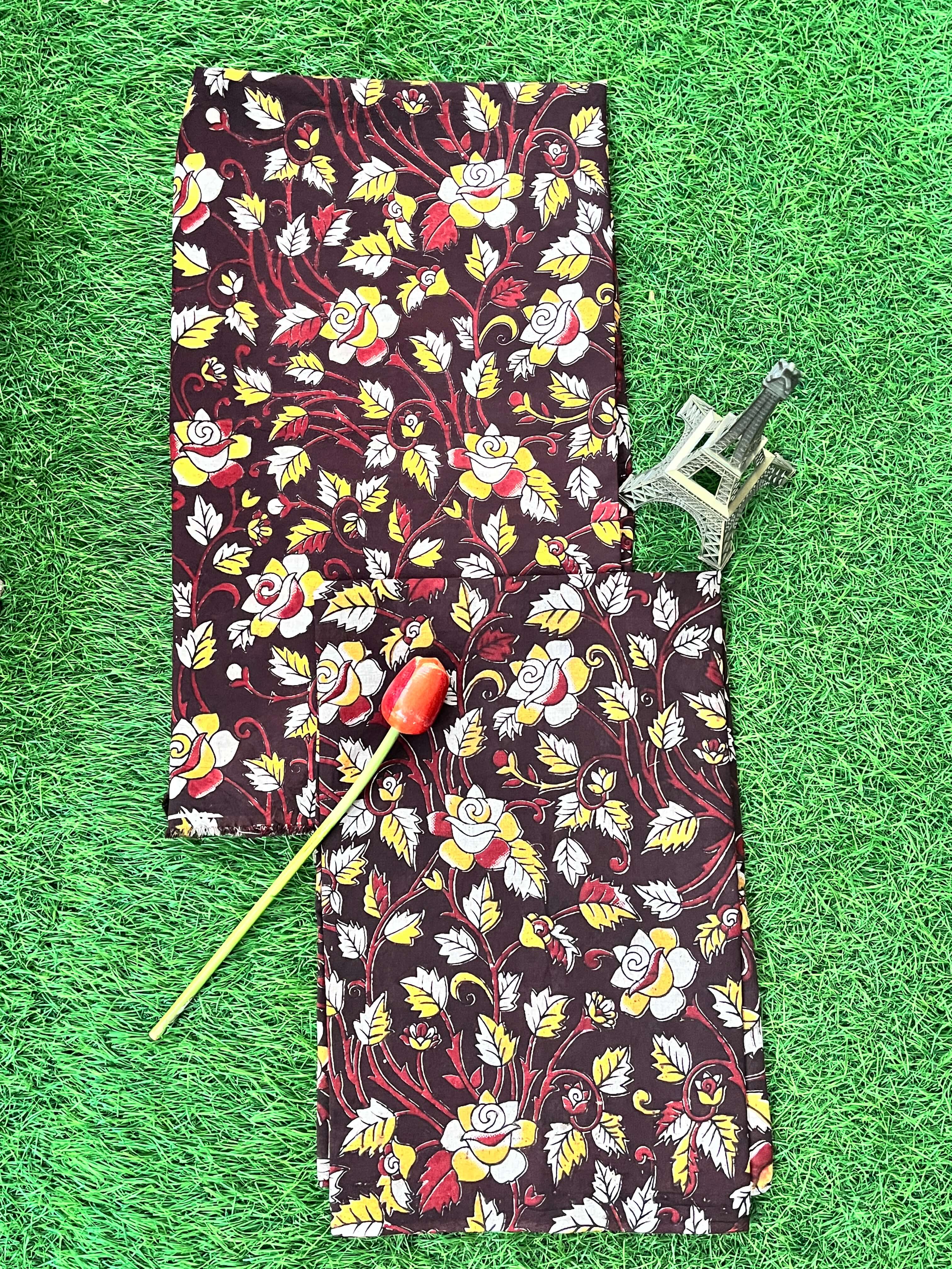 Kalamkari Cotton 2-Piece Dress Set – Top & Dupatta- KSP-DSC-M067