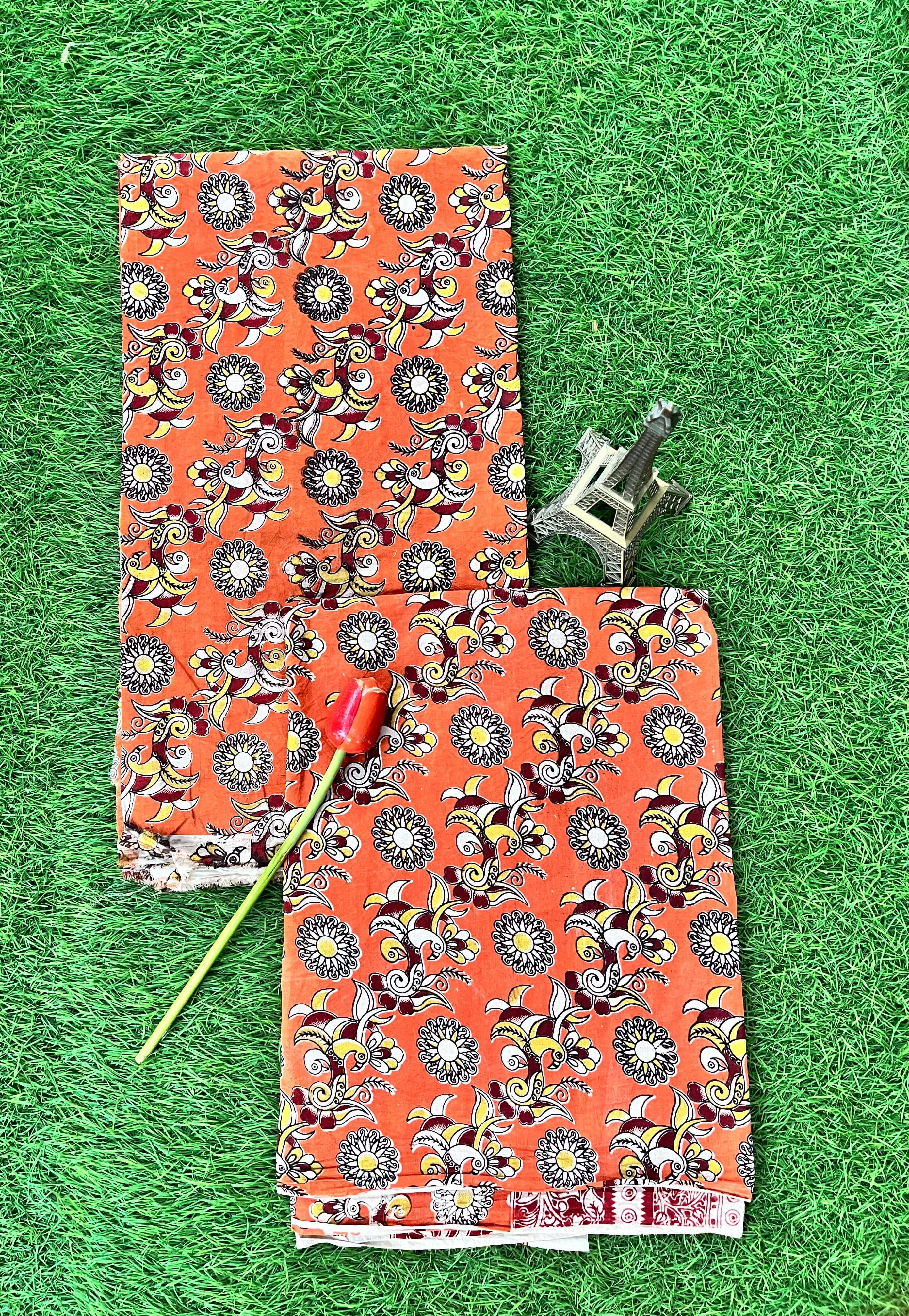 Kalamkari Cotton 2-Piece Dress Set – Top & Dupatta- KSP-DSC-M069