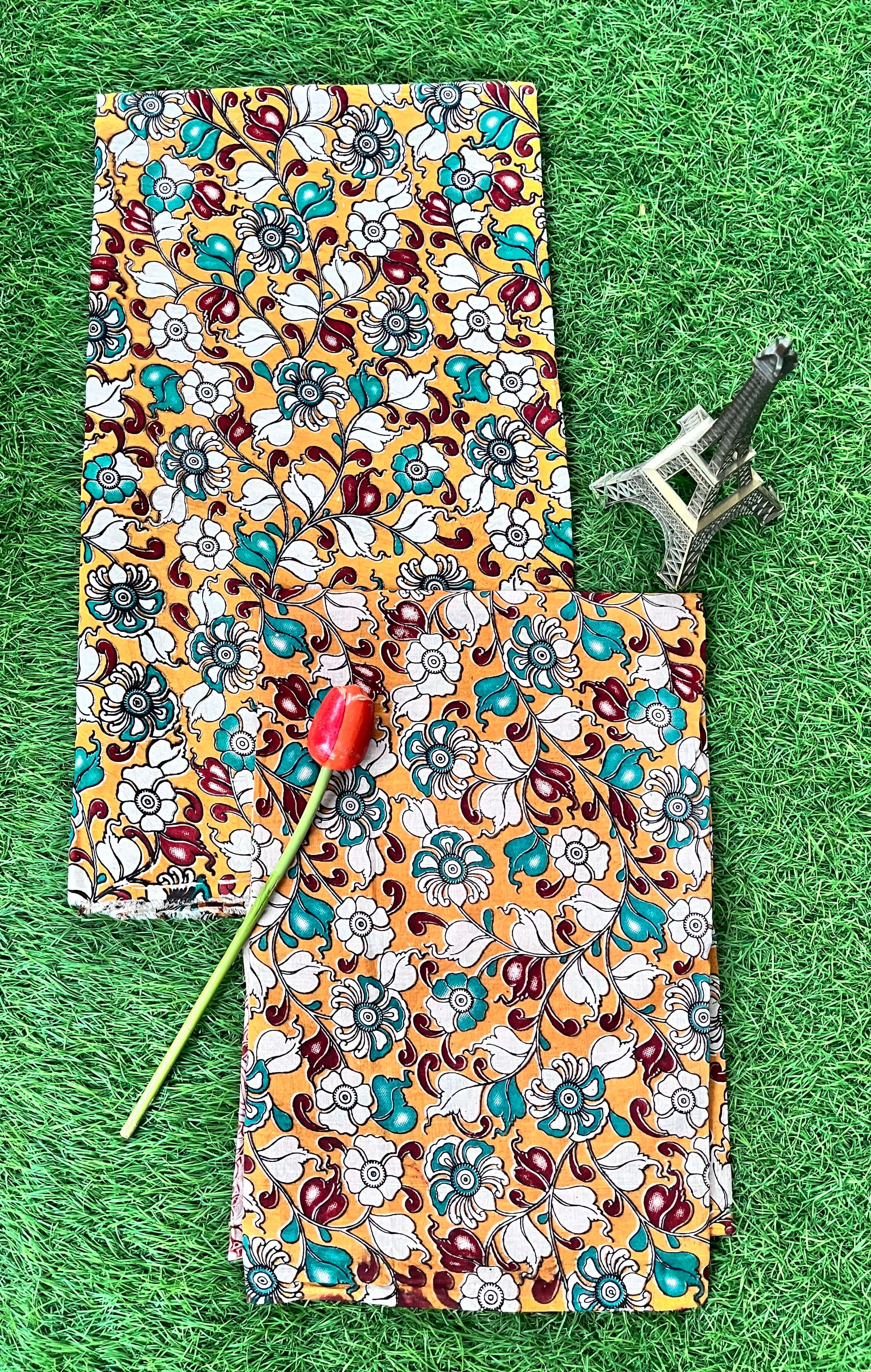 Kalamkari Cotton 2-Piece Dress Set – Top & Dupatta- KSP-DSC-M070