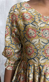 Handblock Kalamkari Flared Chanderi Silk Kurti - HBK-CH-M009
