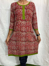 Handblock Kalamkari Cotton Straight Kurti - HBSK-C-M026