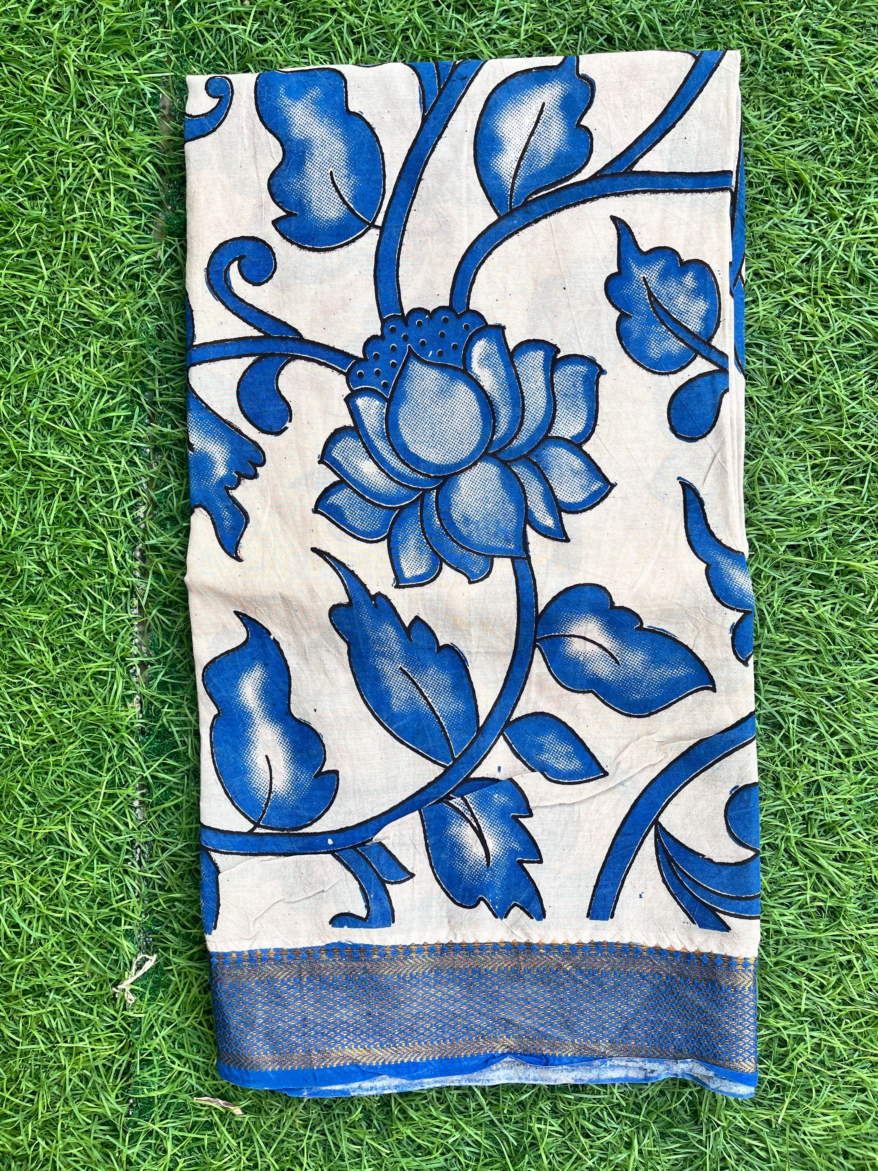 Nizam Border Kalamkari Dupatta- NBKHBD-N-M154