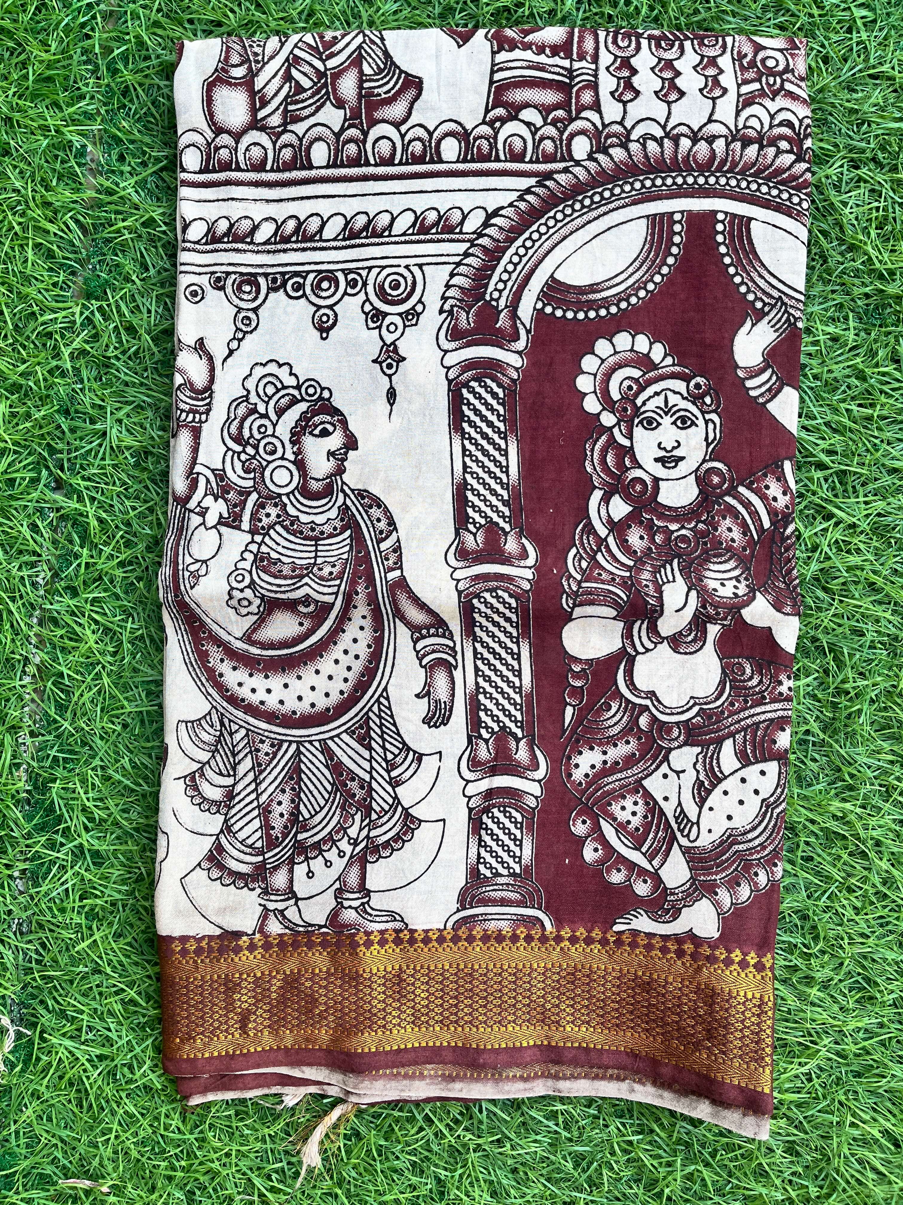 Nizam Border Kalamkari Dupatta- NBKHBD-N-M156