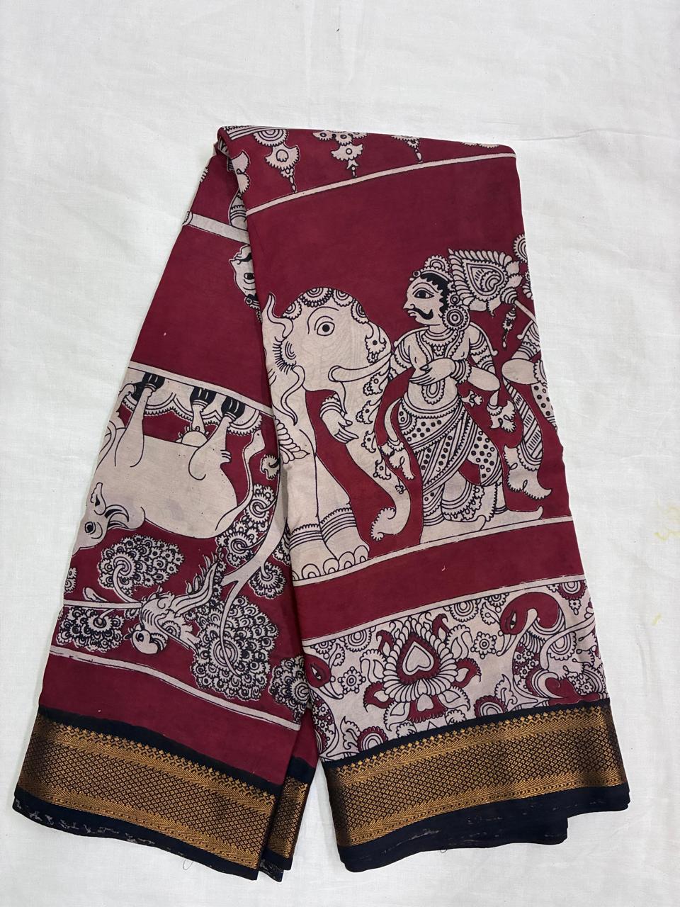 Kalamkari Chennuri Silk Nizam Border Saree-KNB-SP-M182