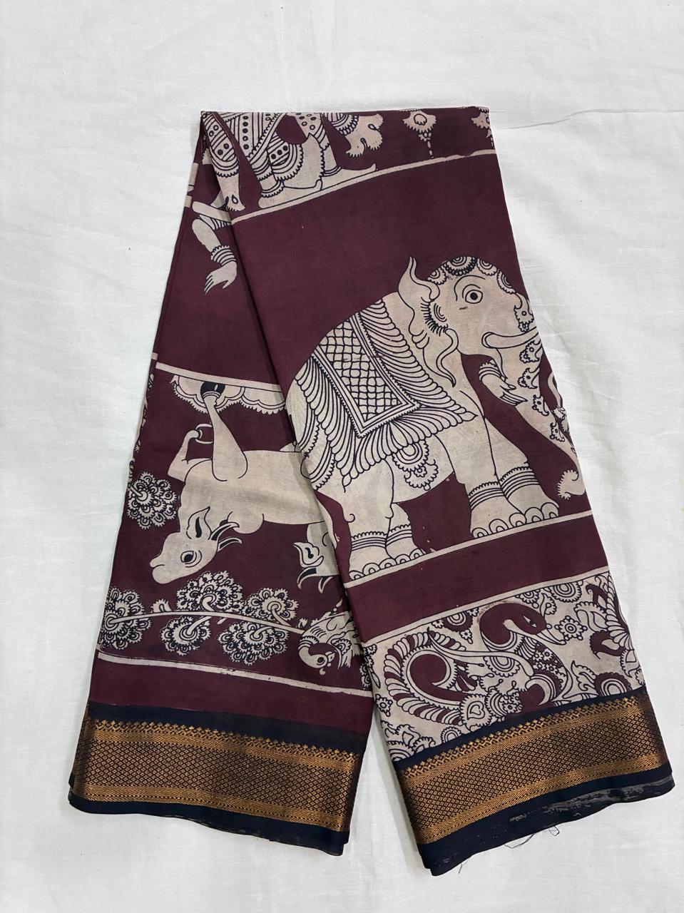 Kalamkari Chennuri Silk Nizam Border Saree-KNB-SP-M183